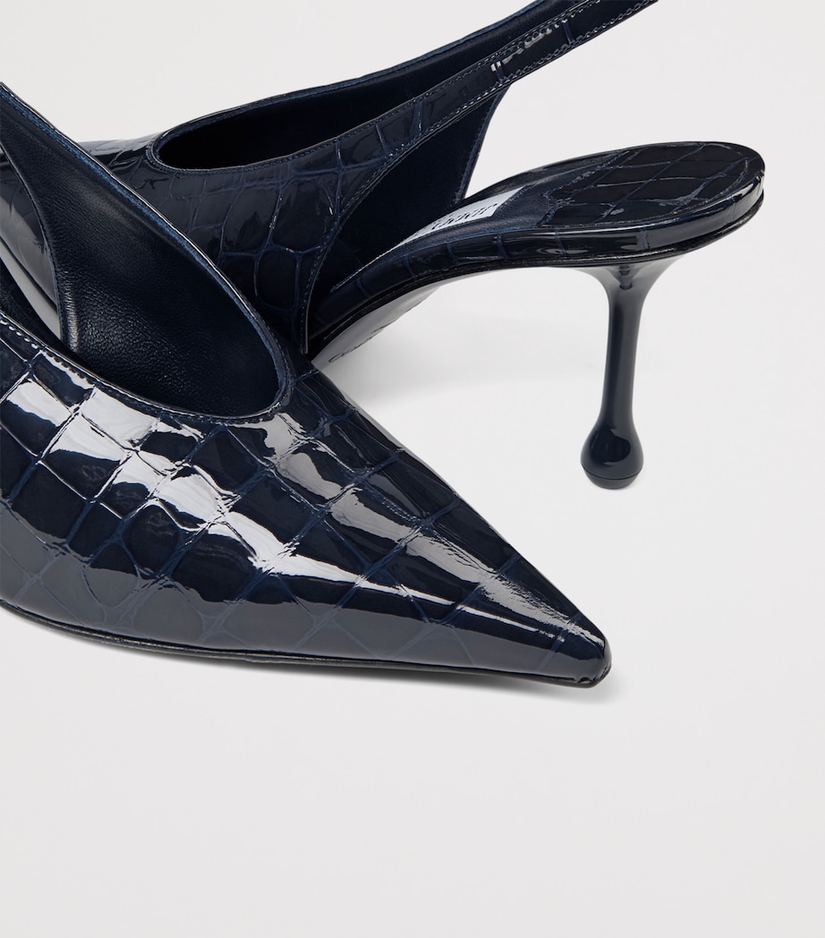 Jimmy Choo Isa 80 Croc-Embossed Leather Slingback Pumps Marine Image 5
