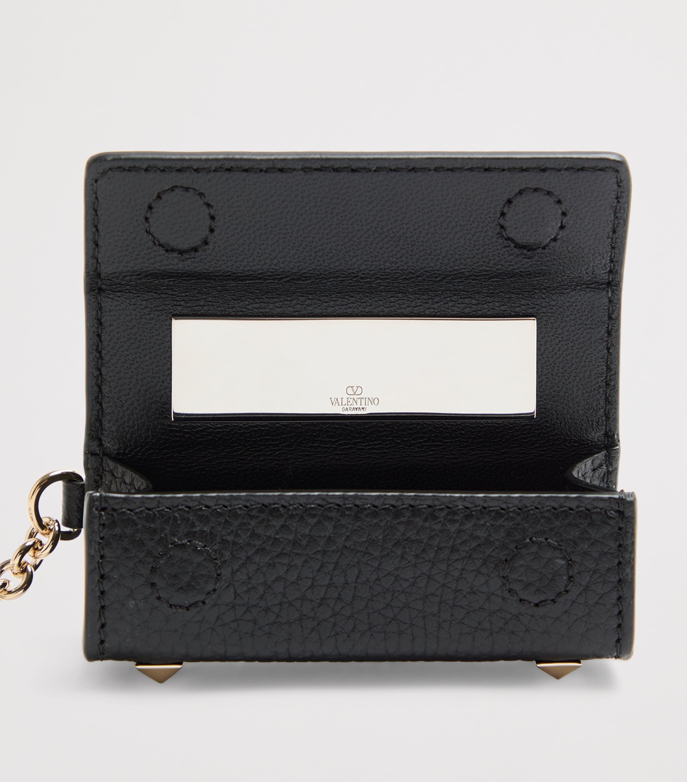 Valentino Garavani Leather Rockstud Lipstick Case Keyring Image 4