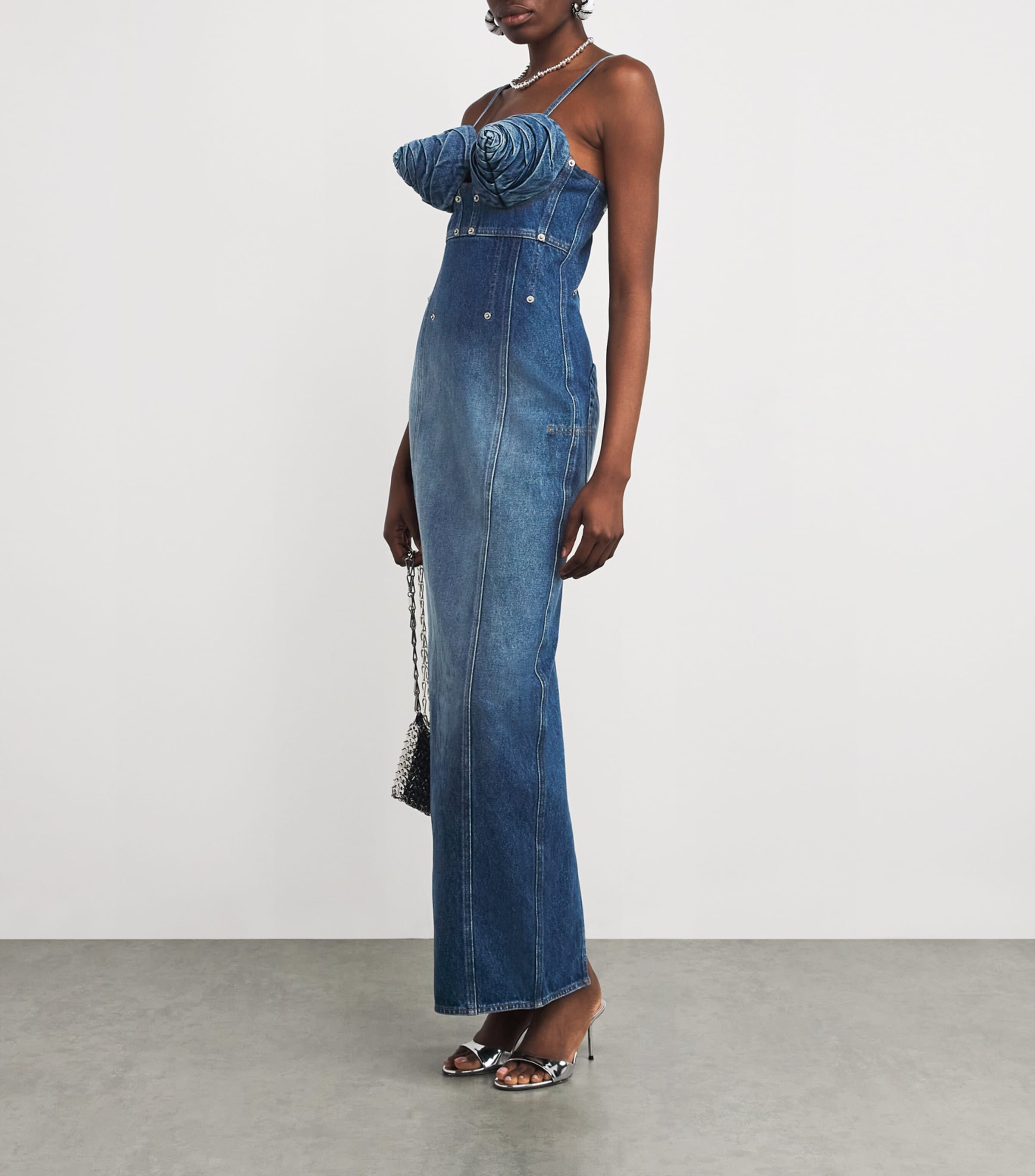 Jean Paul Gaultier Blue Denim Iconic Cups Maxi Dress | Harrods US