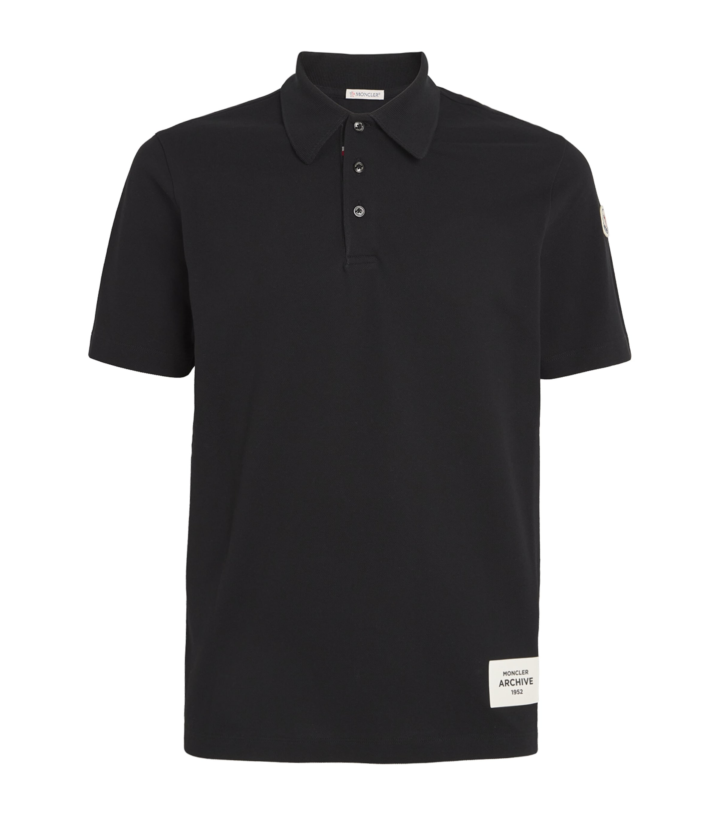 Shop Moncler Piqué Cotton Logo-patch Polo Shirt In Black