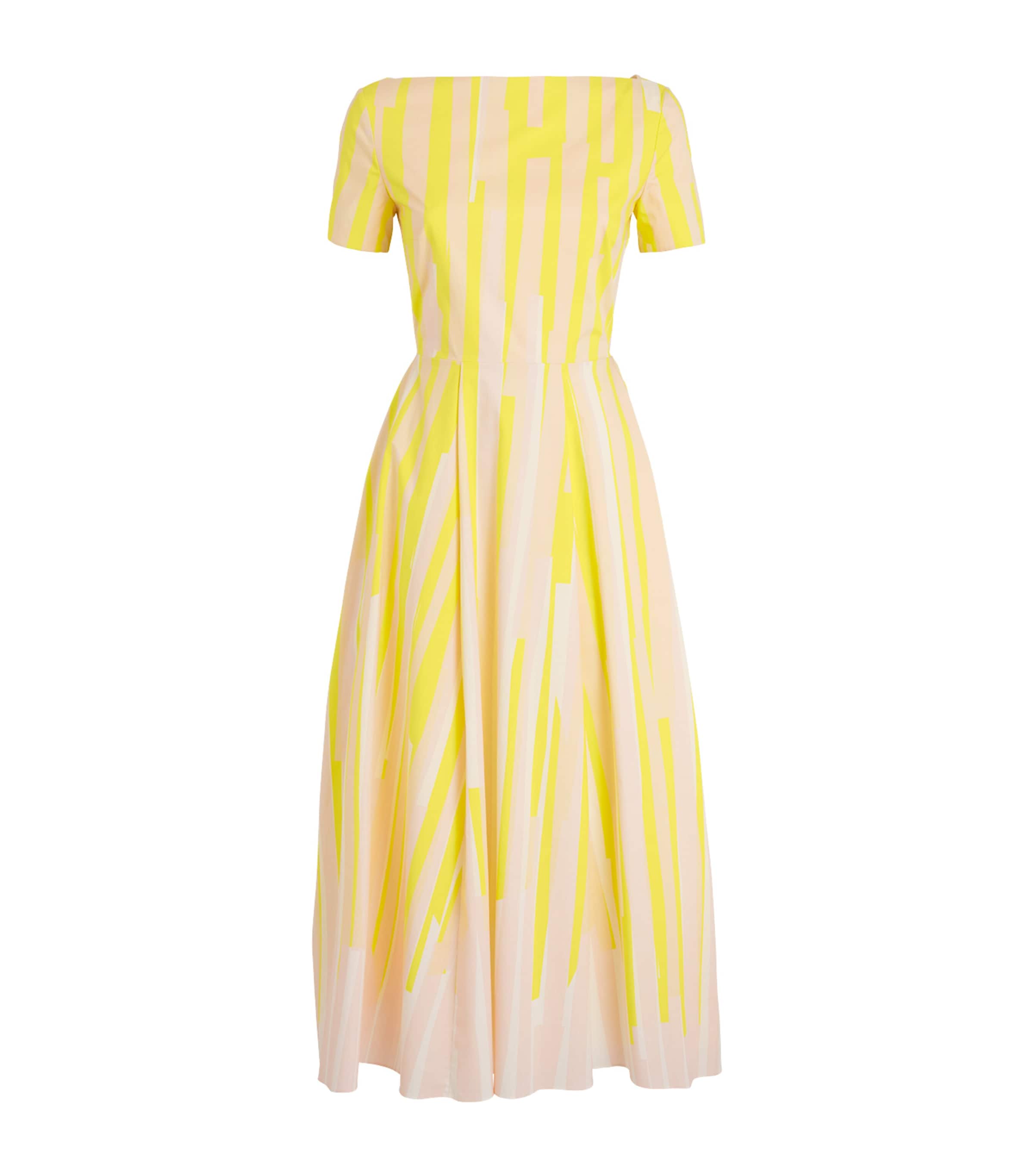 Roksanda Womens Cotton Stripe Vaela Midi Dress Collage Print Yellow Image 1