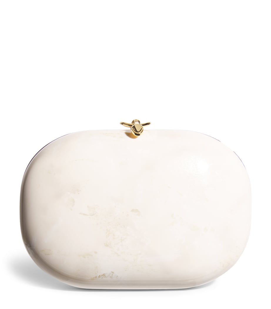 Jeffrey Levinson Oval Elina Clutch Bag Cream & Gold Image 1