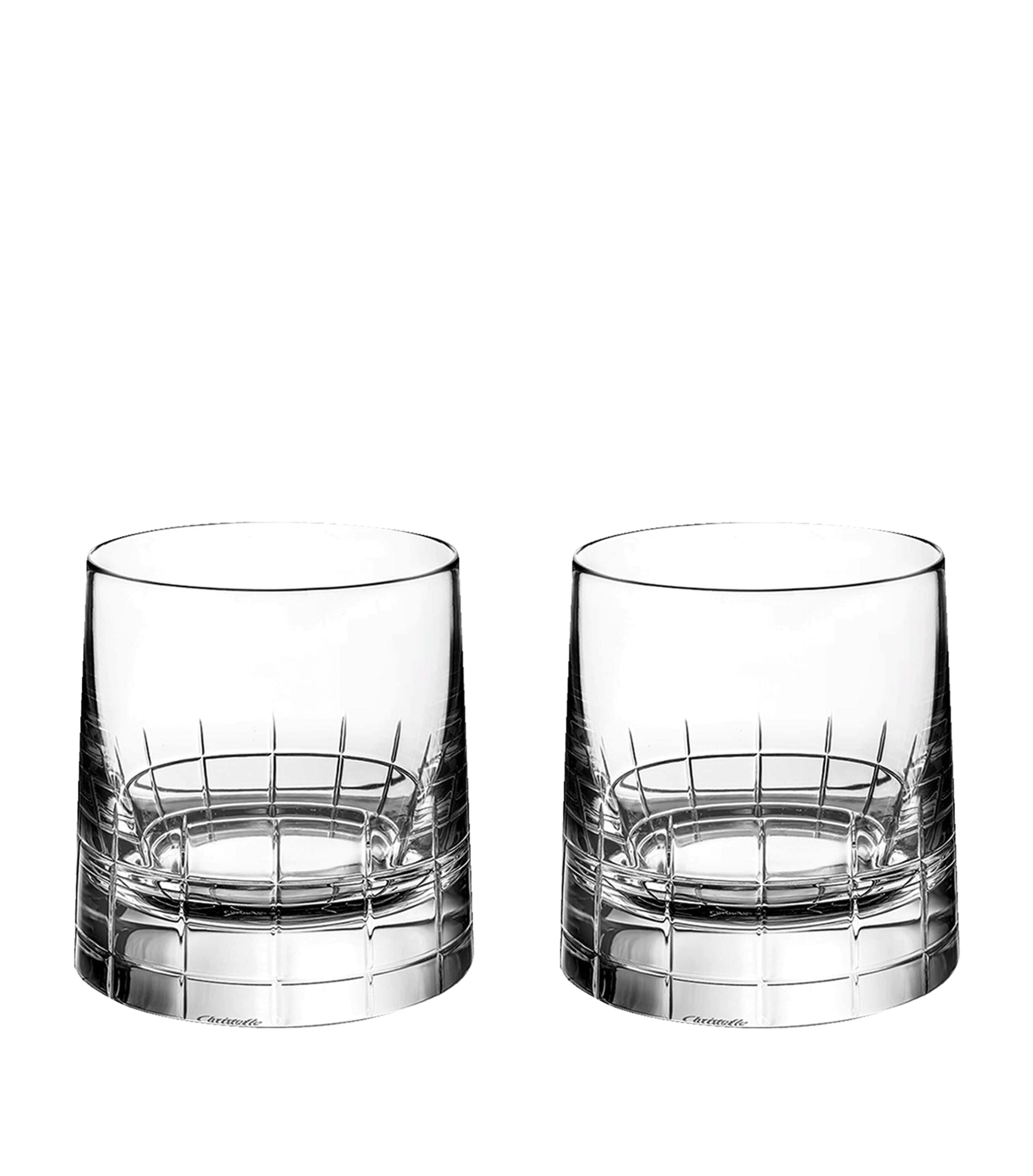 Christofle Set of 2 Crystal Old Fashioned Tumblers (190ml) | Gifts | Gifts for Foodies | Dining | Glassware | Tumblers | Cocktail Martini Shot Glasses | Designers | Christofle | Cocktail