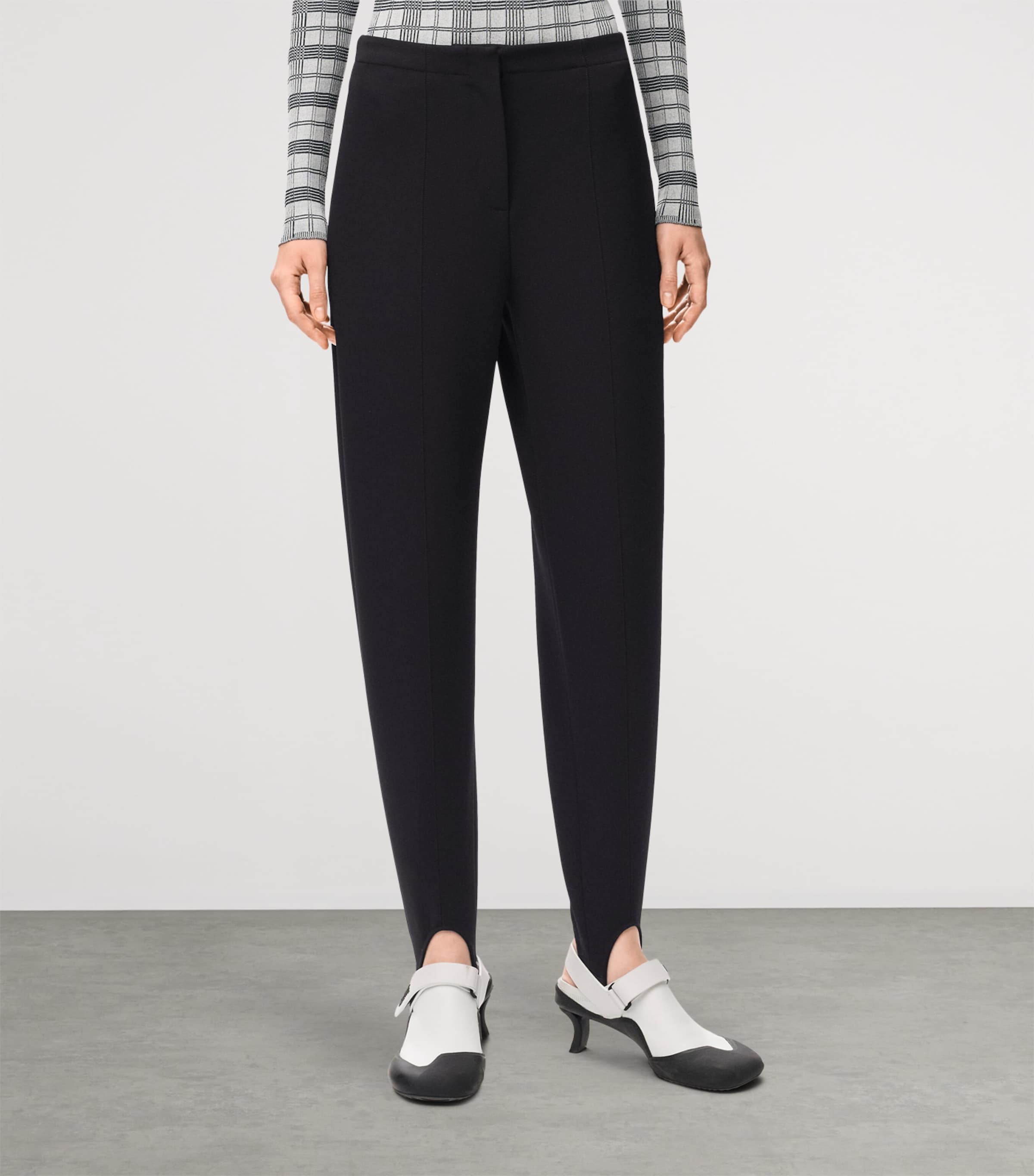 LOEWE Womens Wool-Blend Stirrup Trousers Black Image 3