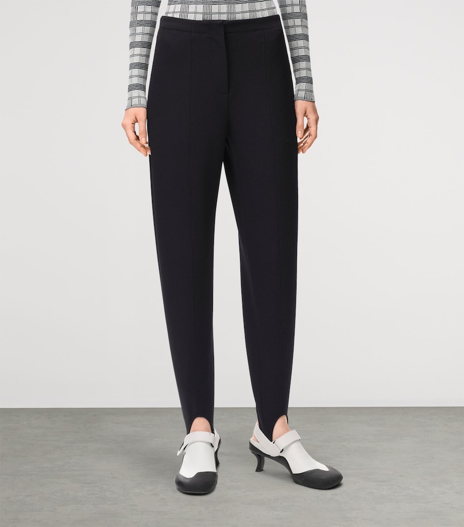 LOEWE Womens Wool-Blend Stirrup Trousers Black Image 3