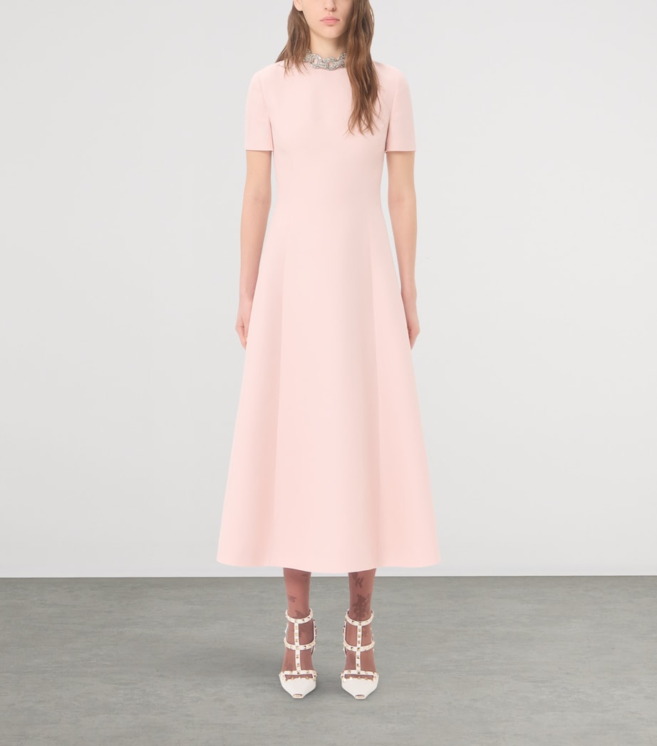 Valentino Womens Wool-Silk Crepe Embellished Midi Dress Image 3