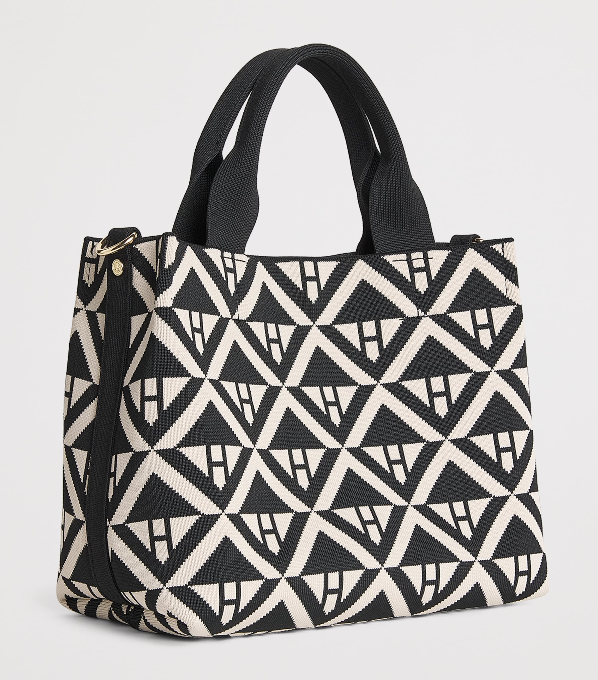 Harrods Small Geometric Tote Bag Black Image 3