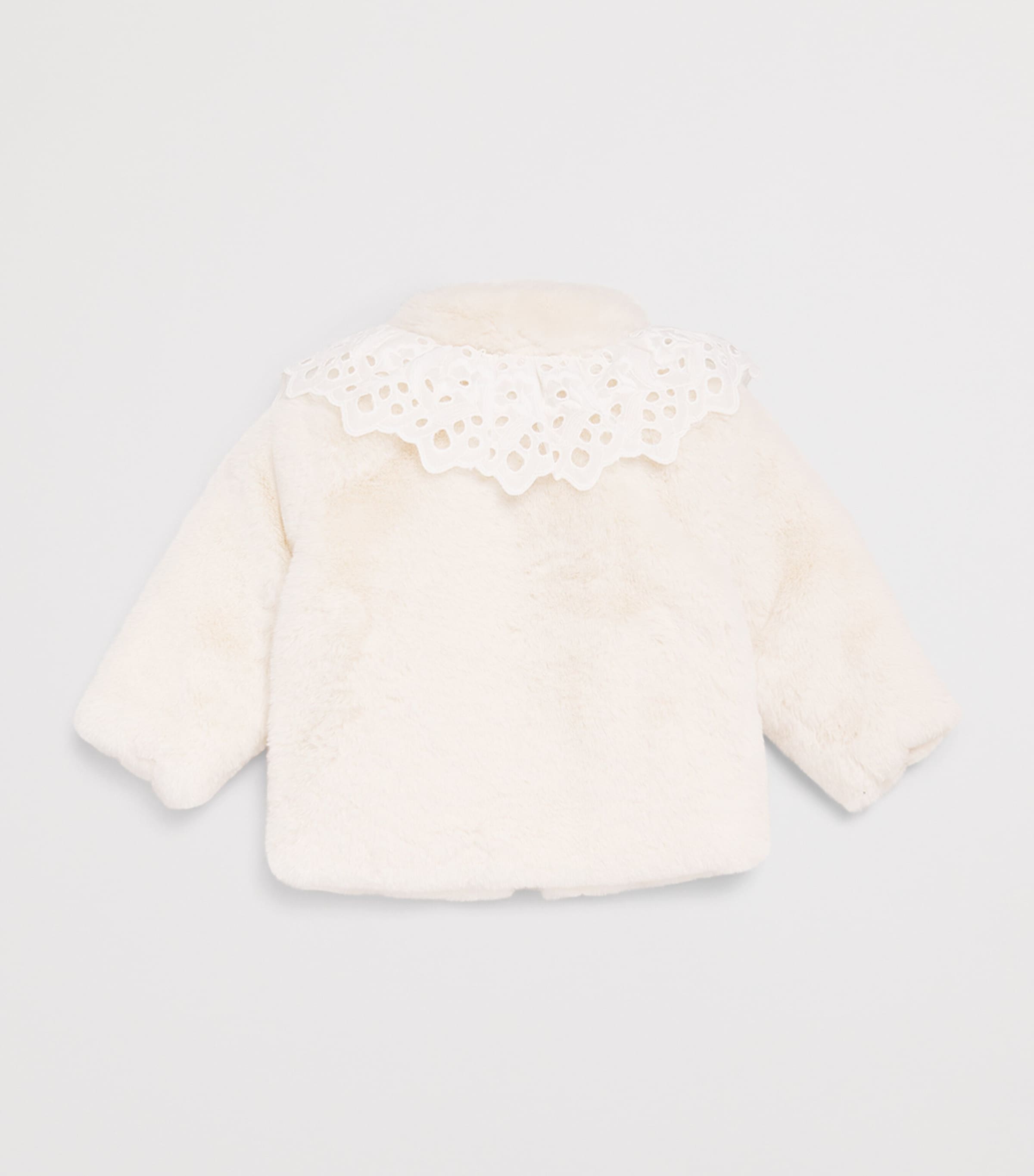 Louise Misha Faux Fur Jismani Coat (6-24 Months) Cream Image 2