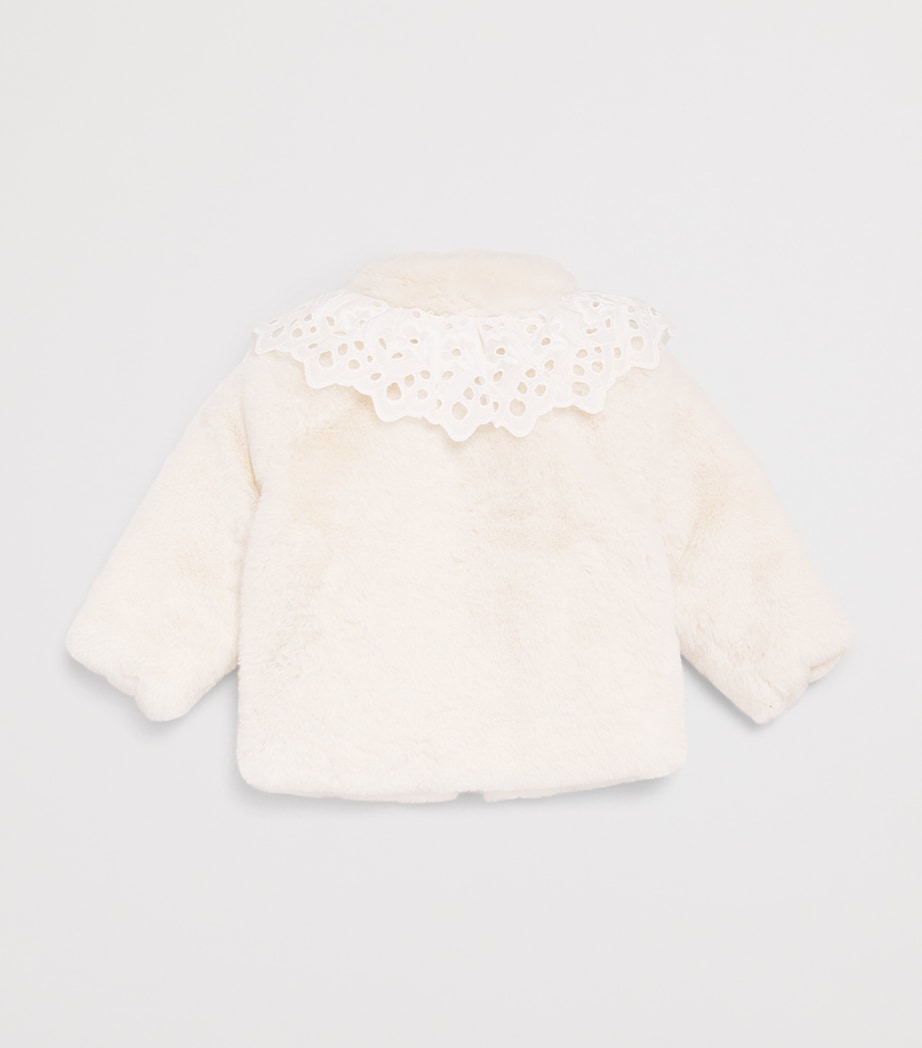 Louise Misha Faux Fur Jismani Coat (6-24 Months) Cream Image 2