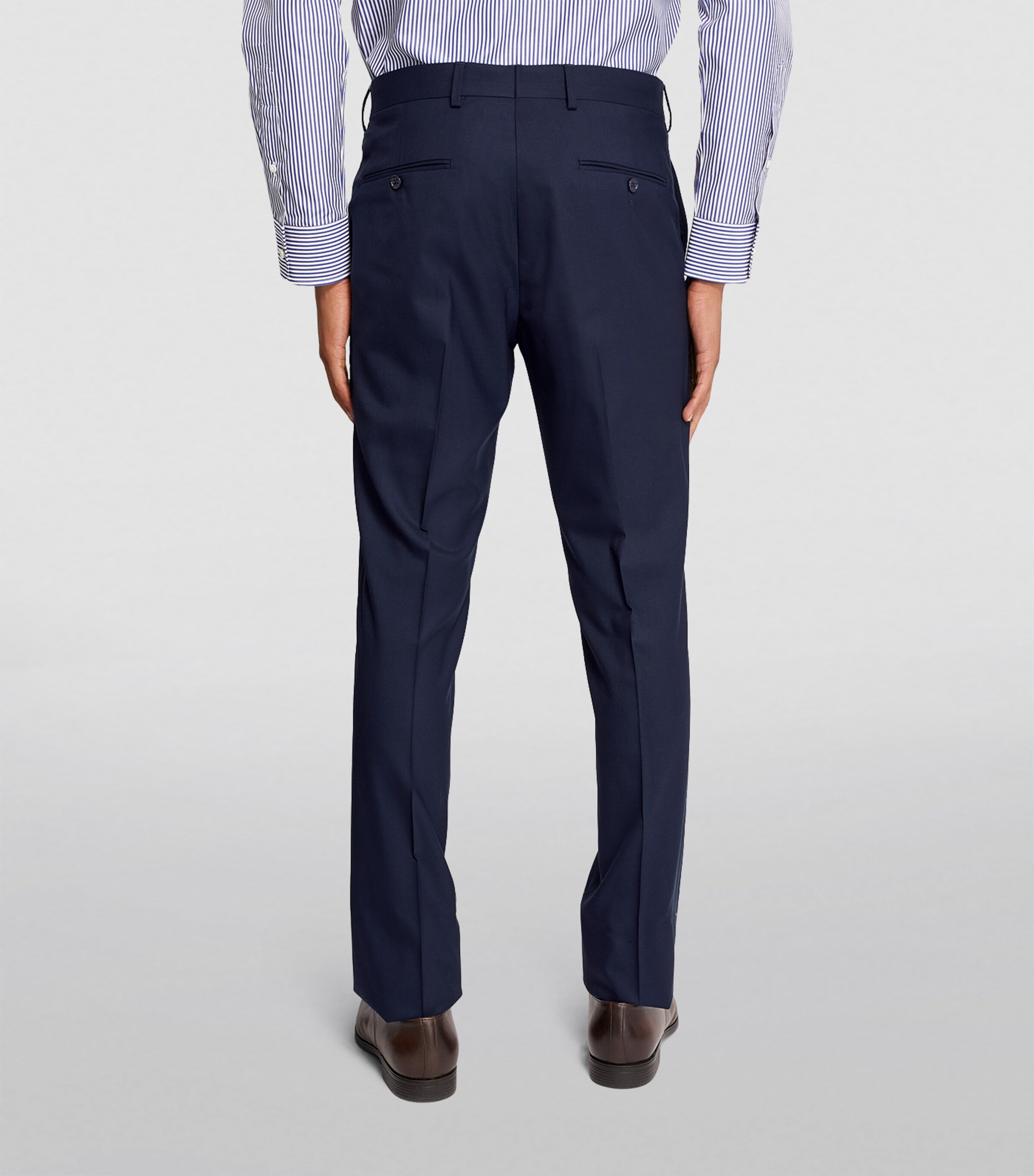 Ralph Lauren Purple Label Mens Wool Serge Straight Trousers Navy Image 10