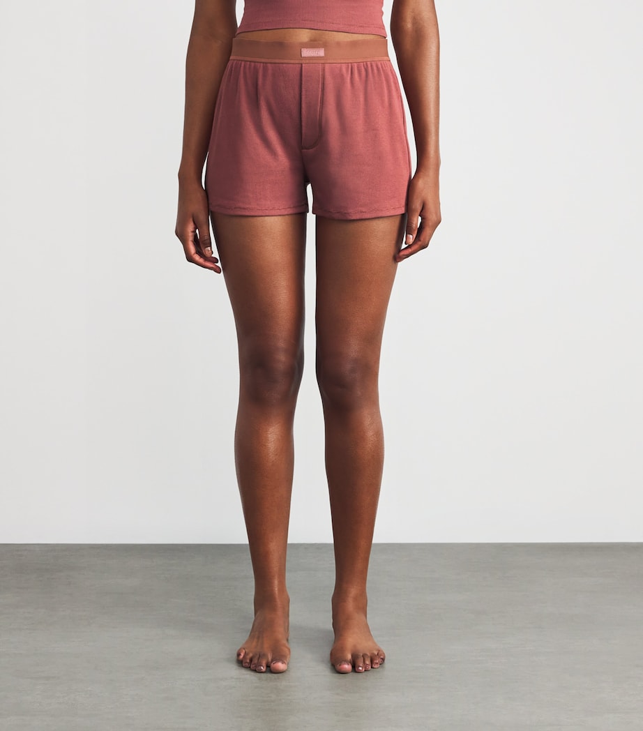 Cotton-Blend Ribbed Boxer Shorts REDWOOD Image 3