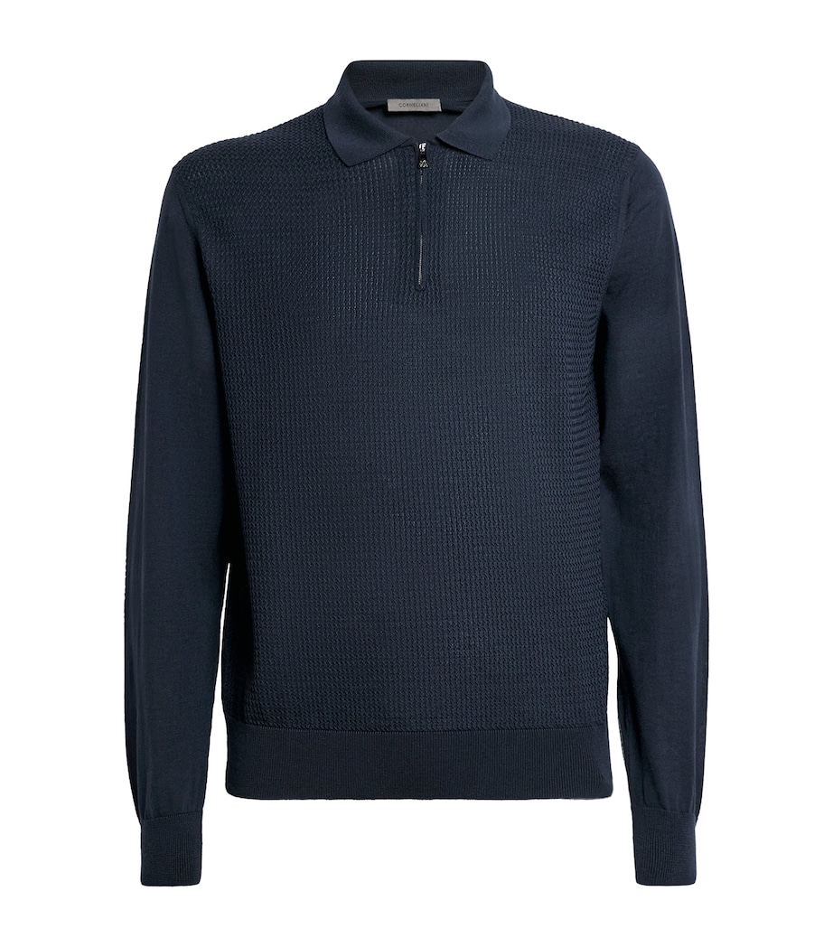 Virgin Wool Quarter-Zip Polo Sweater 3 CHINA BLUE Image 1