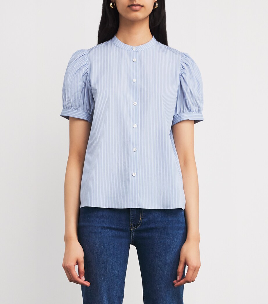 Cotton Stripe The Gathered Blouse LIGHT CHAMBRAY MULTI Image 3