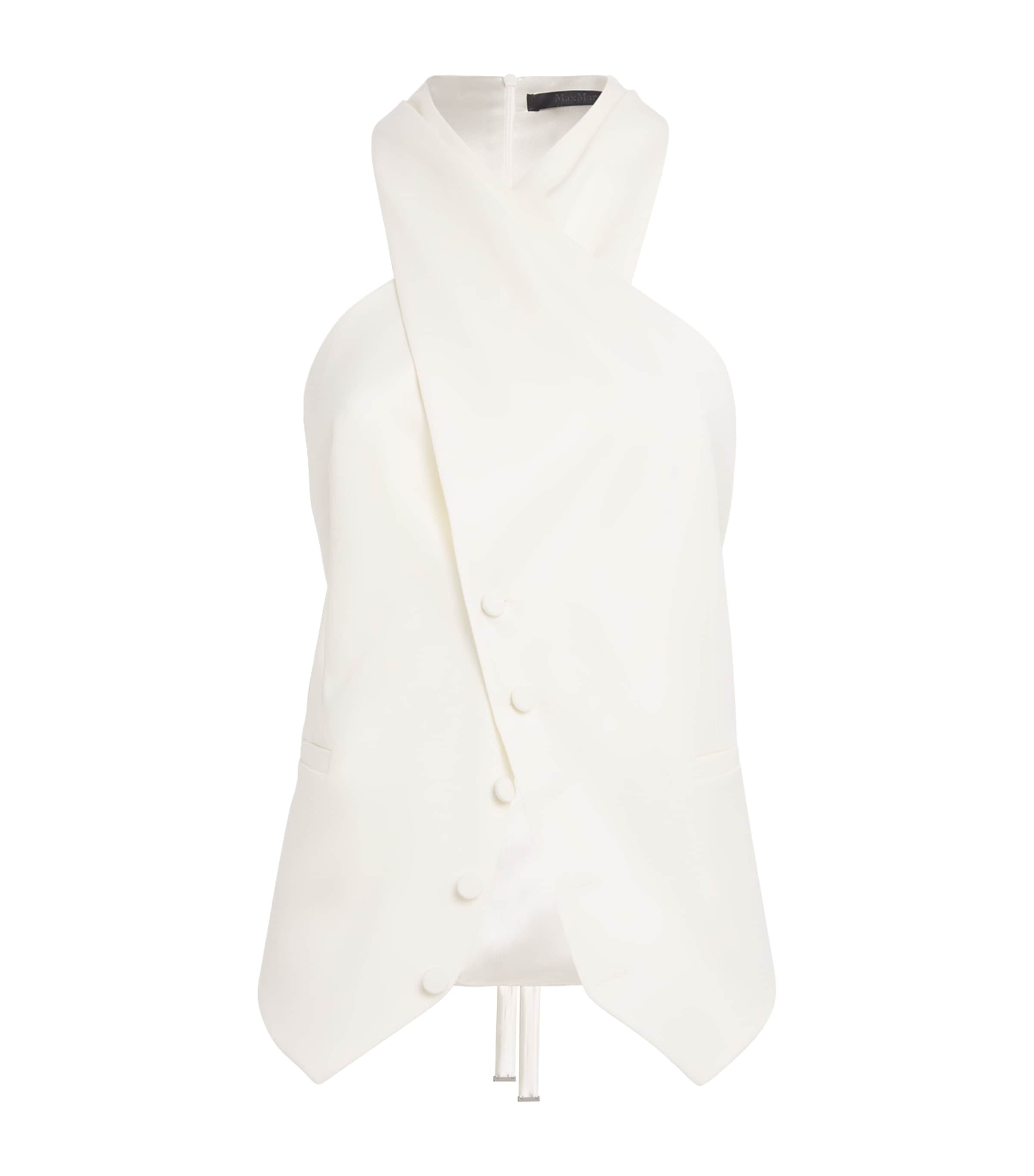 Max Mara Asymmetric Tie Waistcoat In White