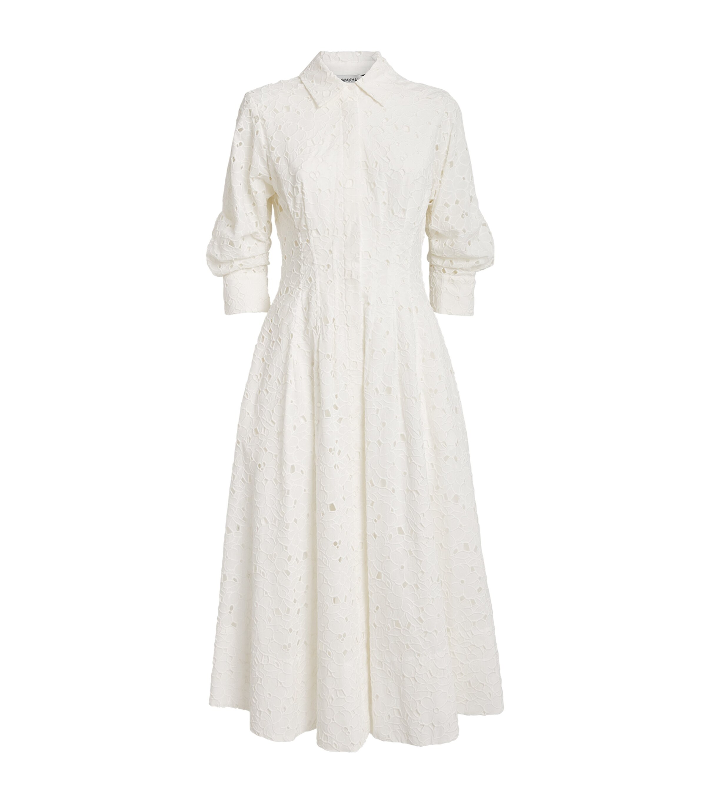 Simkhai Womens Embroidered Floral Jazz Midi Dress White Image 1