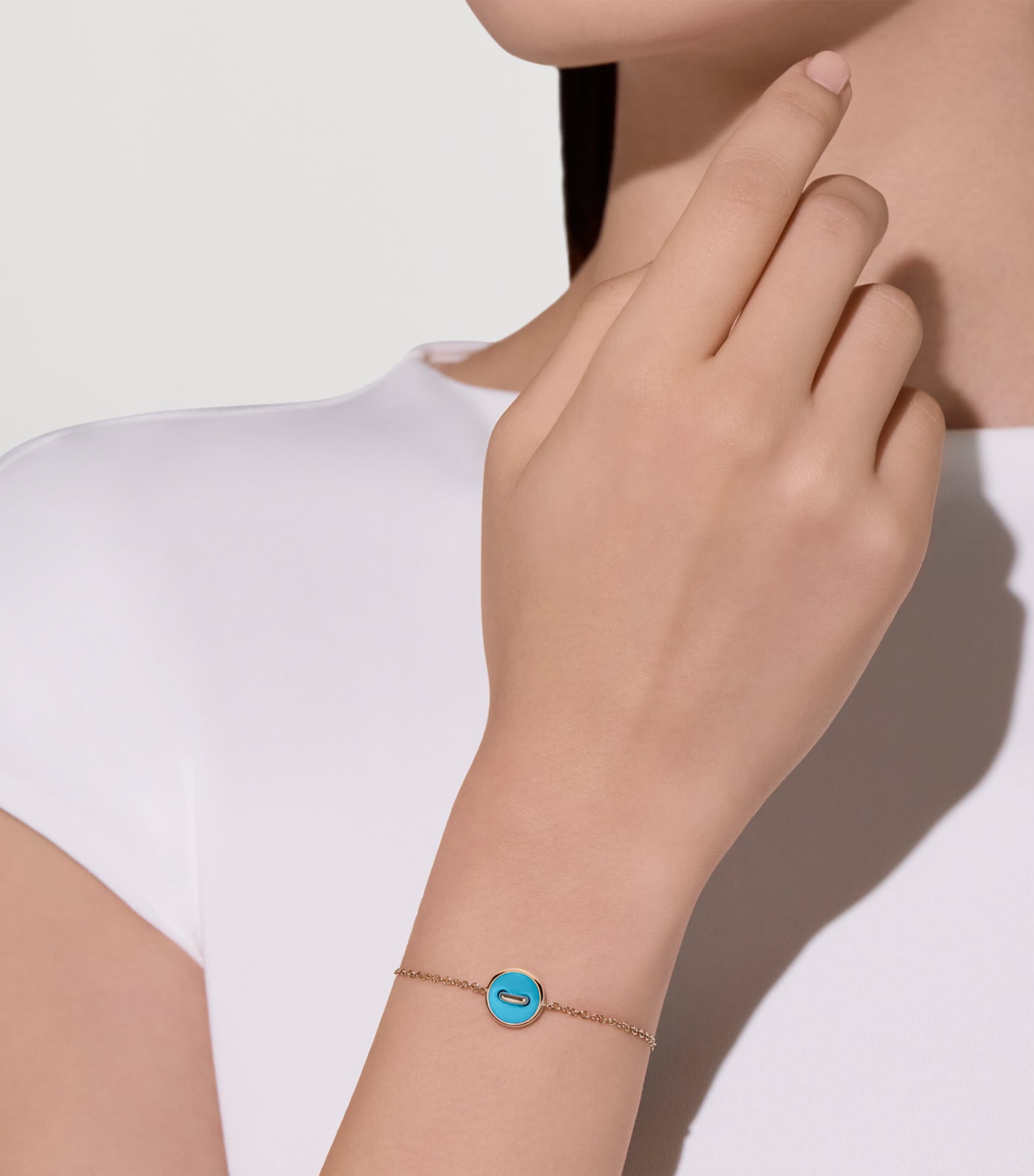 Rose Gold, Diamond and Turquoise Pom Pom Dot Bracelet DB0TU Image 5