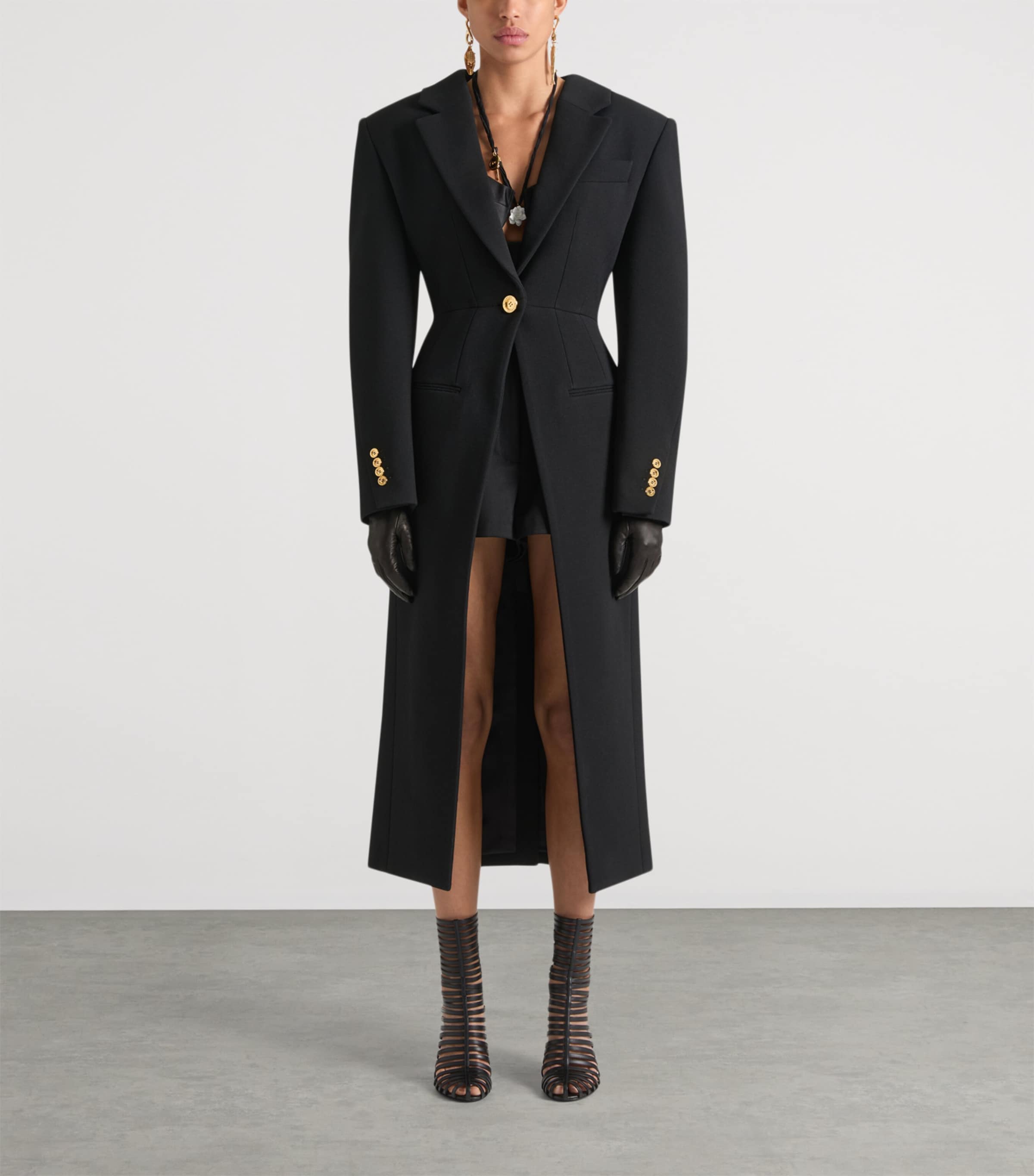 Wool-Blend Open-Back Tailored Coat BLACK Image 2