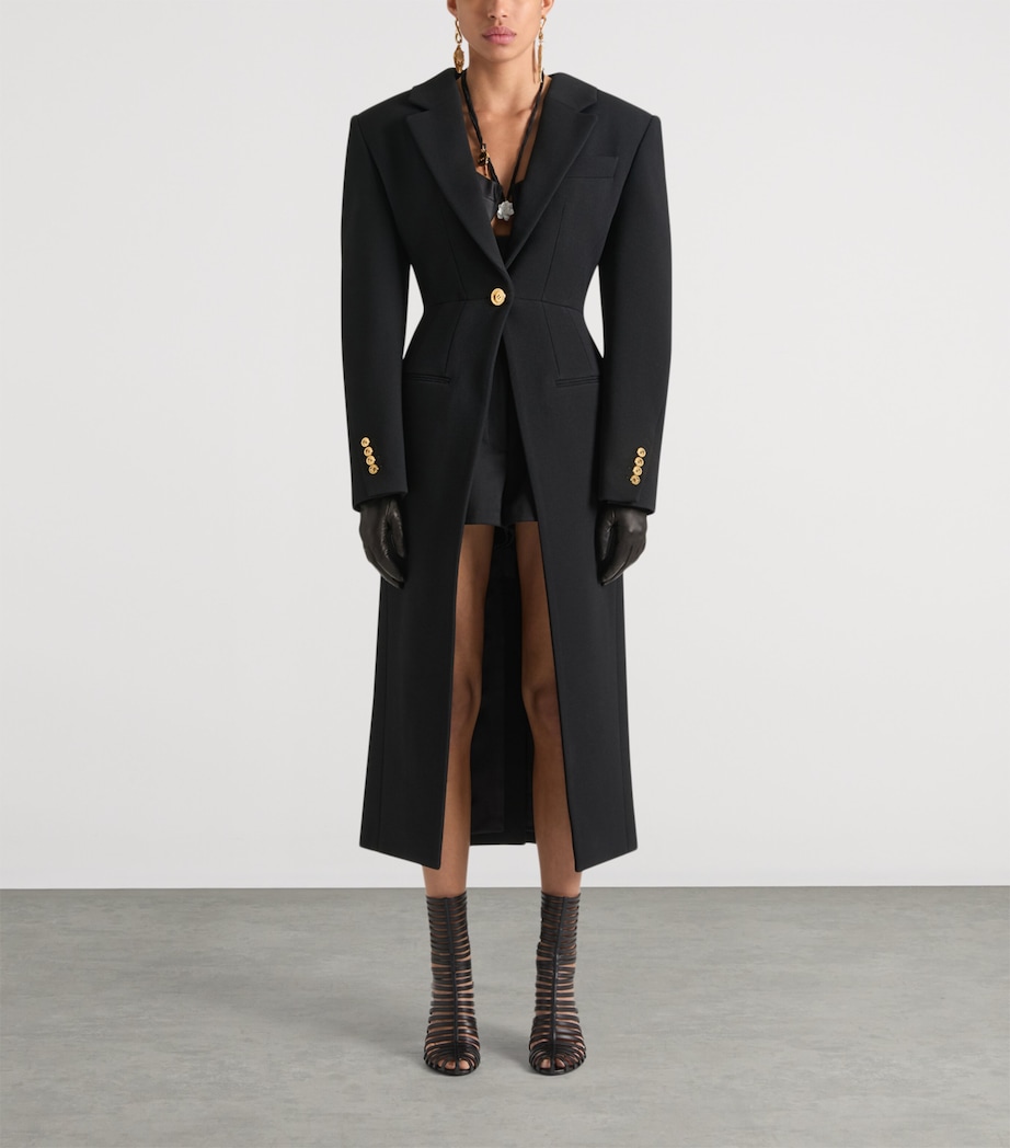Wool-Blend Open-Back Tailored Coat BLACK Image 2