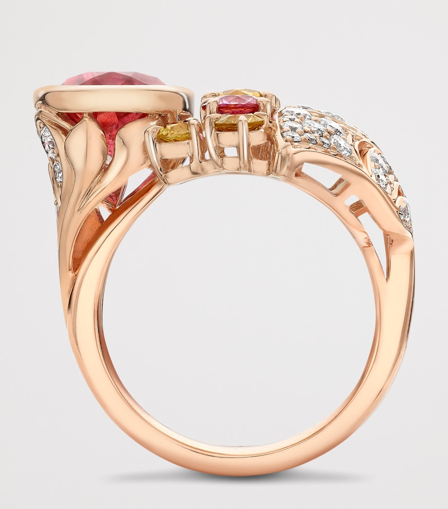Boodles Rose Gold, Diamond, Tourmaline and Sapphire Silk Mantua Palace Ring Pink Image 4