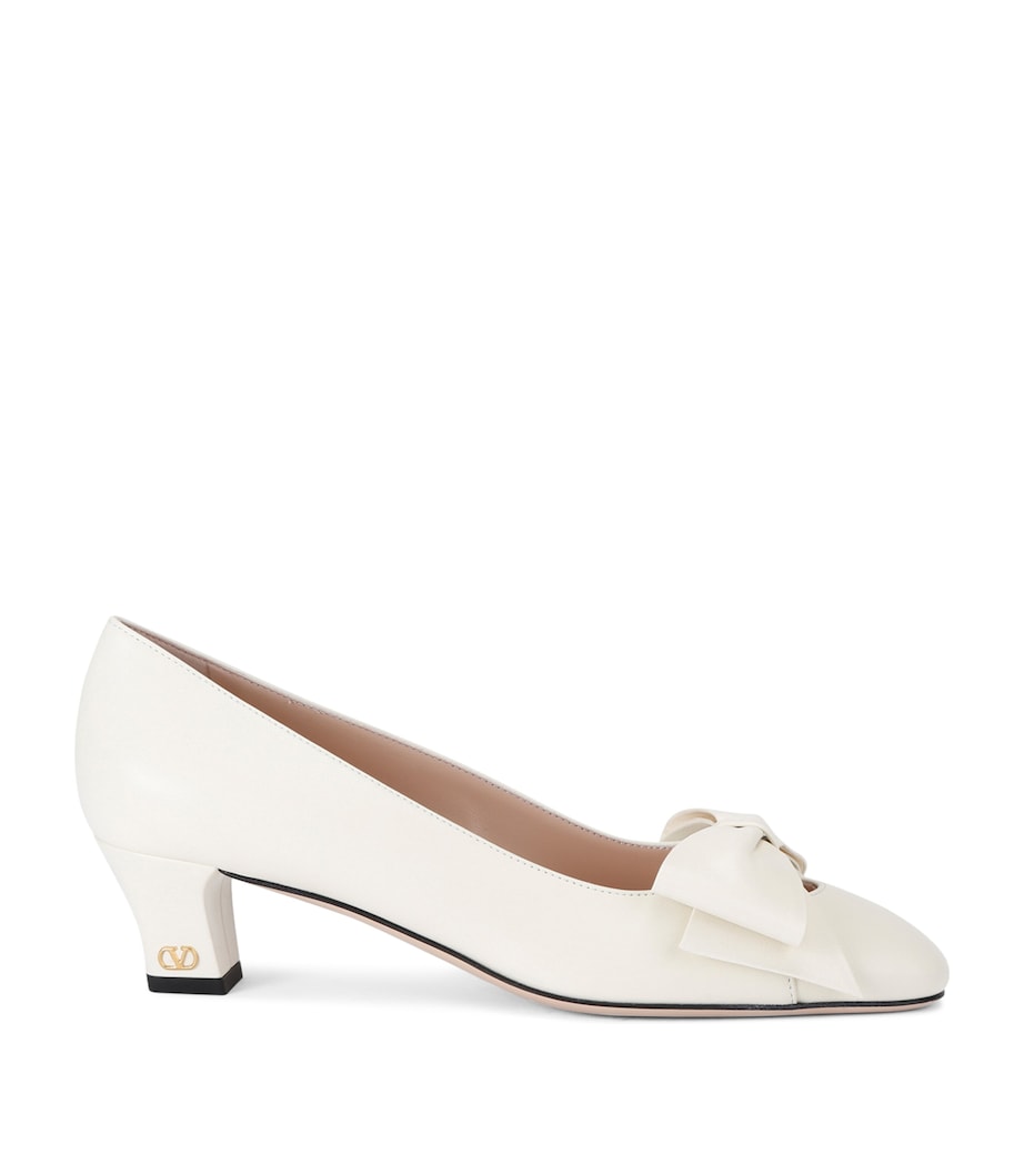 Valentino Garavani Leather Bow-Detail Pumps 45 White Image 1