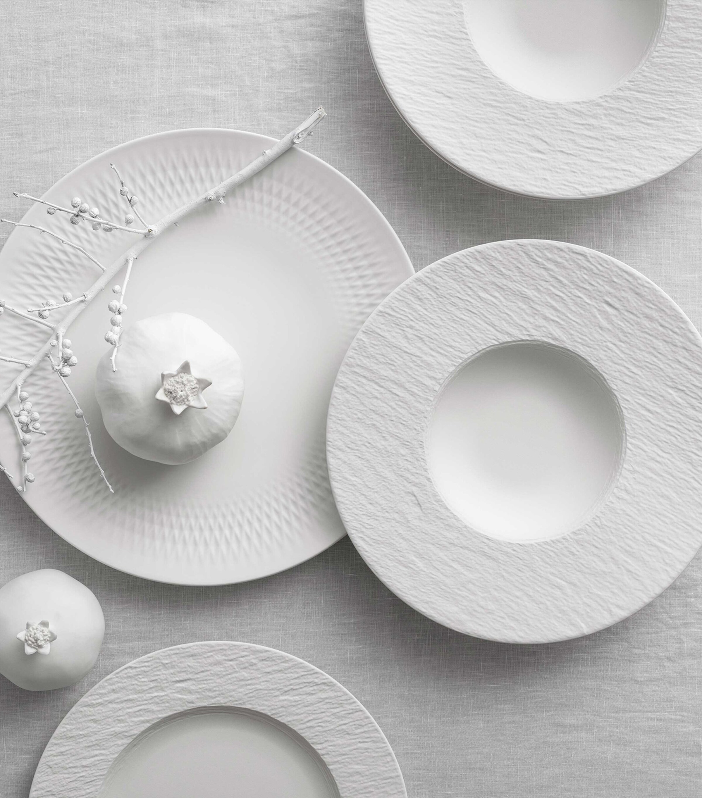 Porcelain Manufacture Rock Plate Set WHITE Image 4