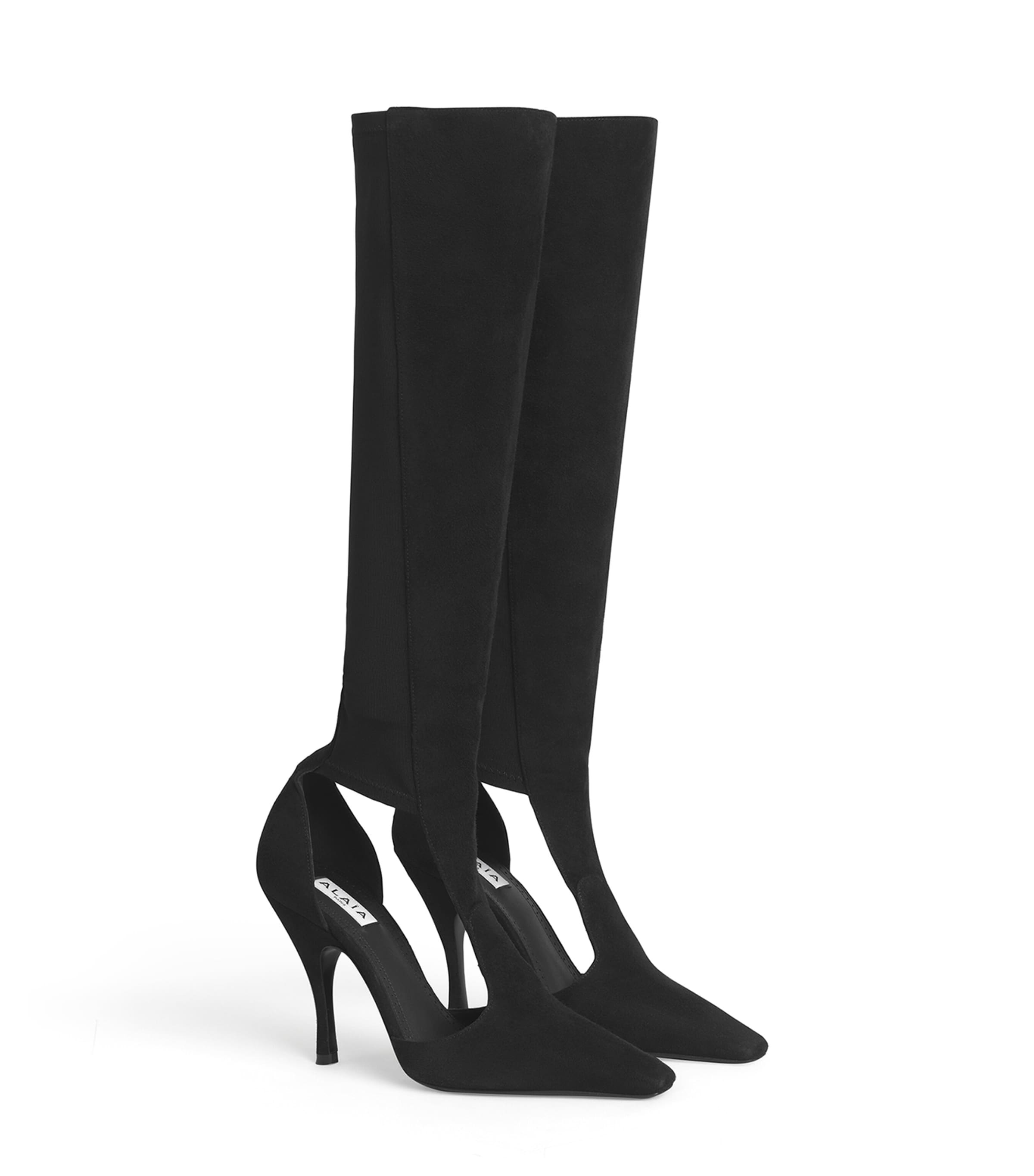 Alaïa Suede Cut-Out Boots 100 Black Image 2