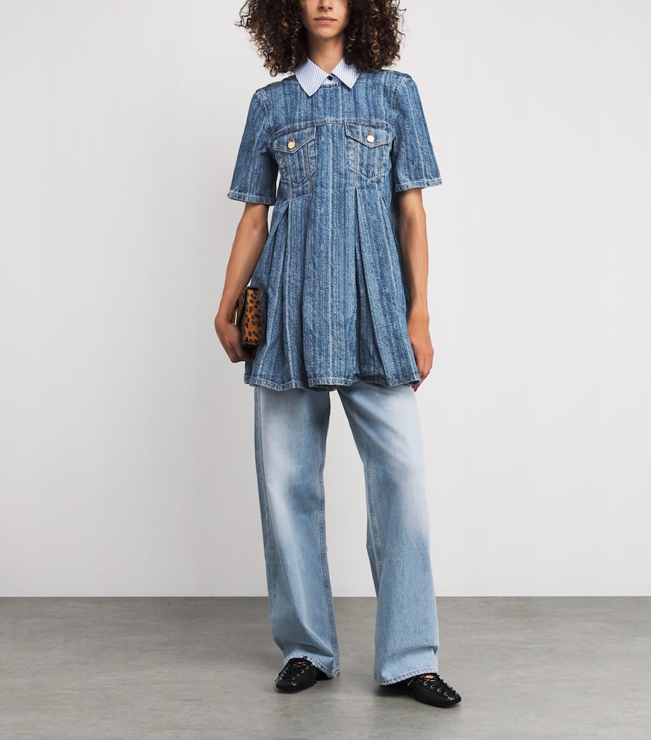 Denim Open-Back Mini Dress 566 MID BLUE STONE Image 2