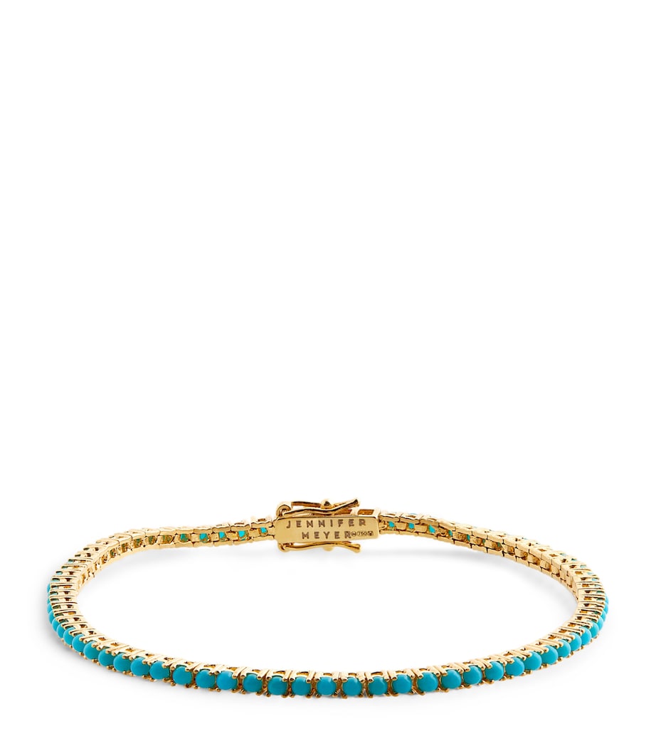 Jennifer Meyer Yellow Gold and Turquoise 4-Prong Tennis Bracelet Yellow Gold Image 1