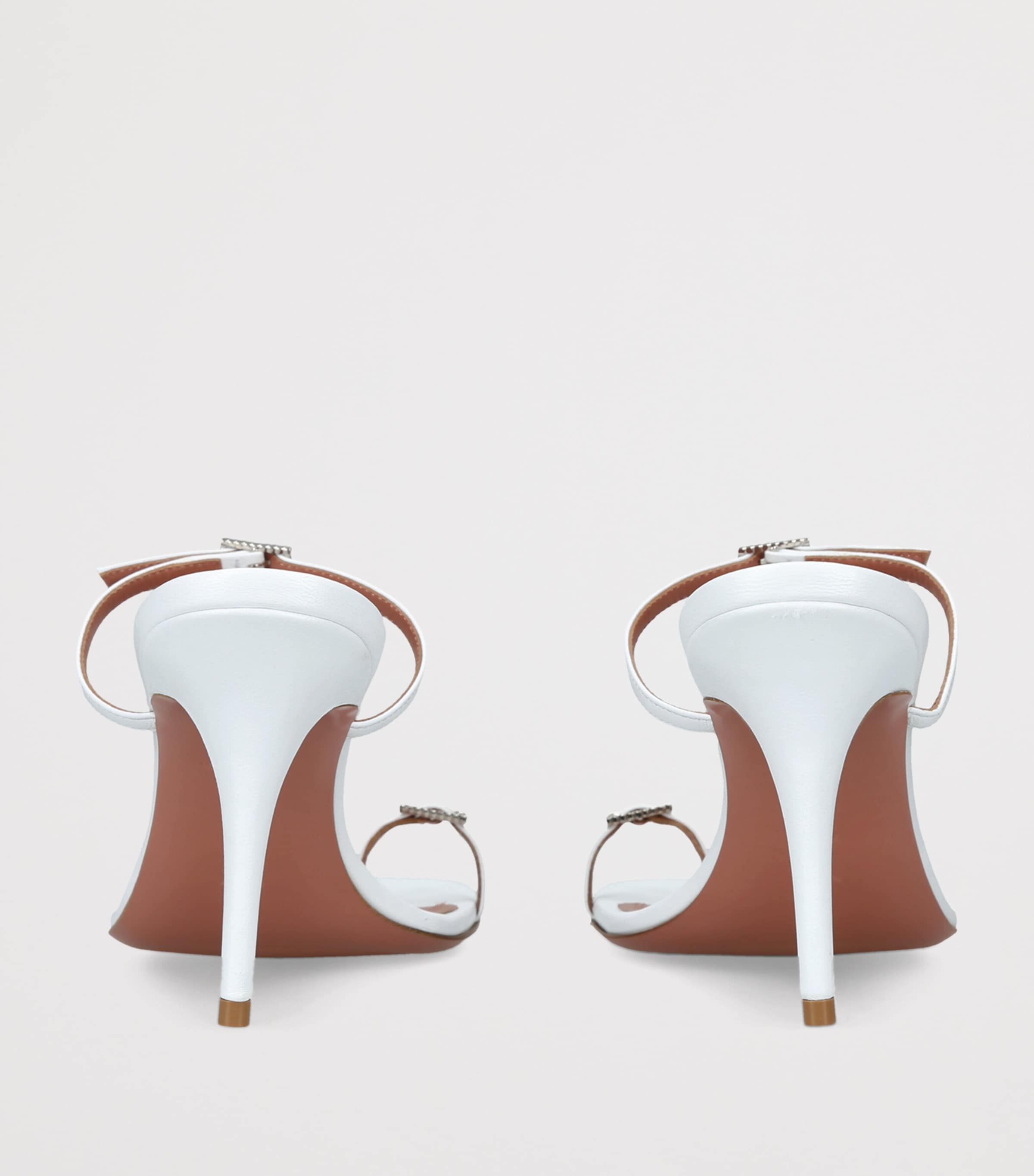 Amina Muaddi Leather Adut Heeled Sandals 90 White Image 4