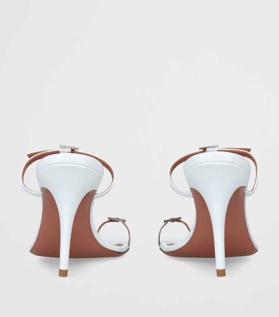Amina Muaddi Leather Adut Heeled Sandals 90 White Image 4