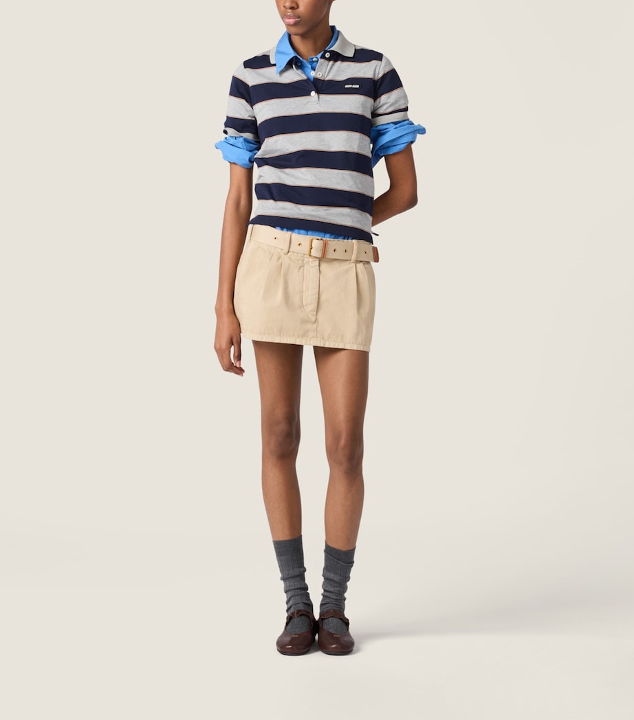 Miu Miu Womens Cotton Belted Mini Skirt Image 2