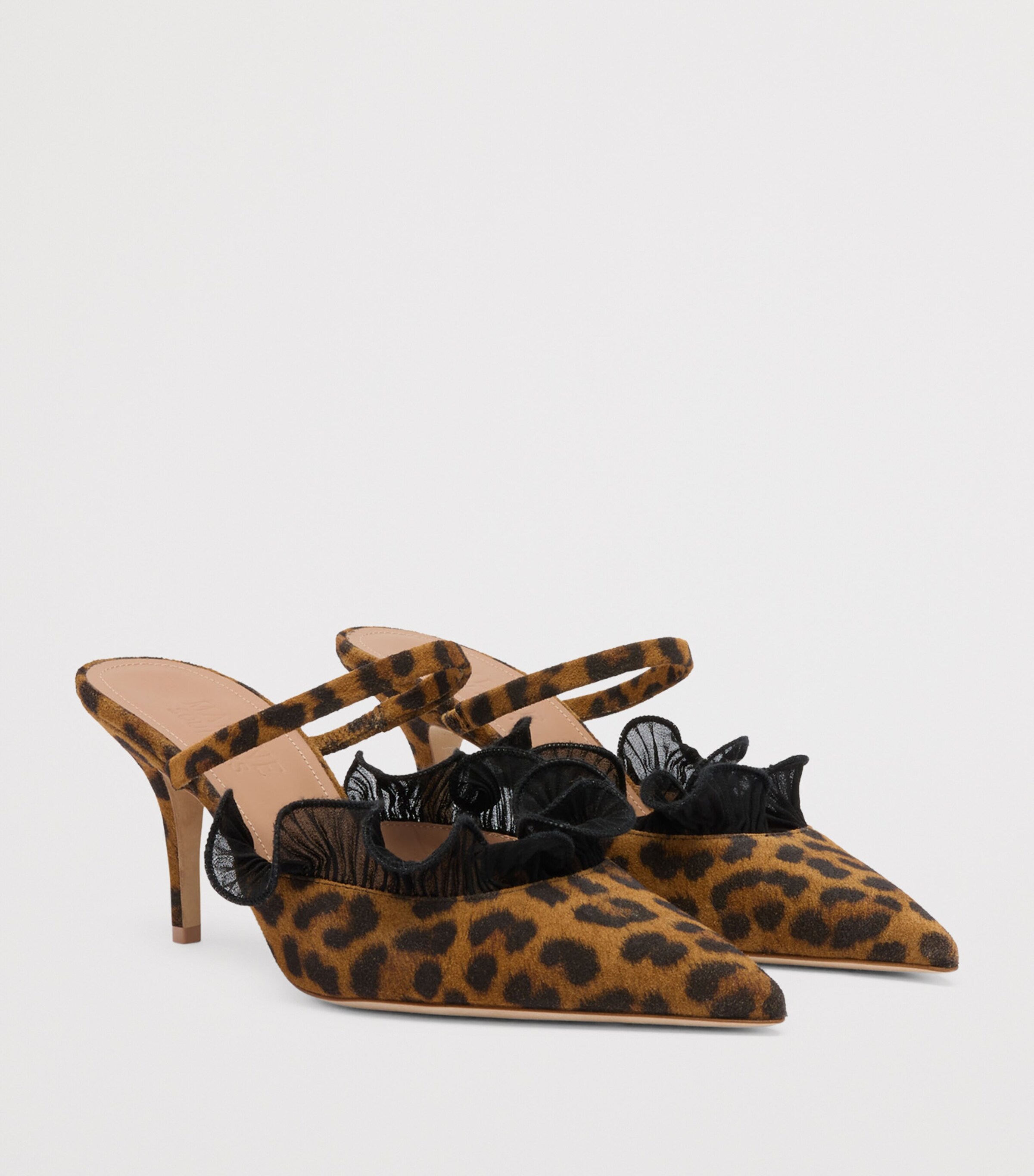 Malone Souliers Suede Leopard Print Cecile Heeled Mules 70 Brown Image 3