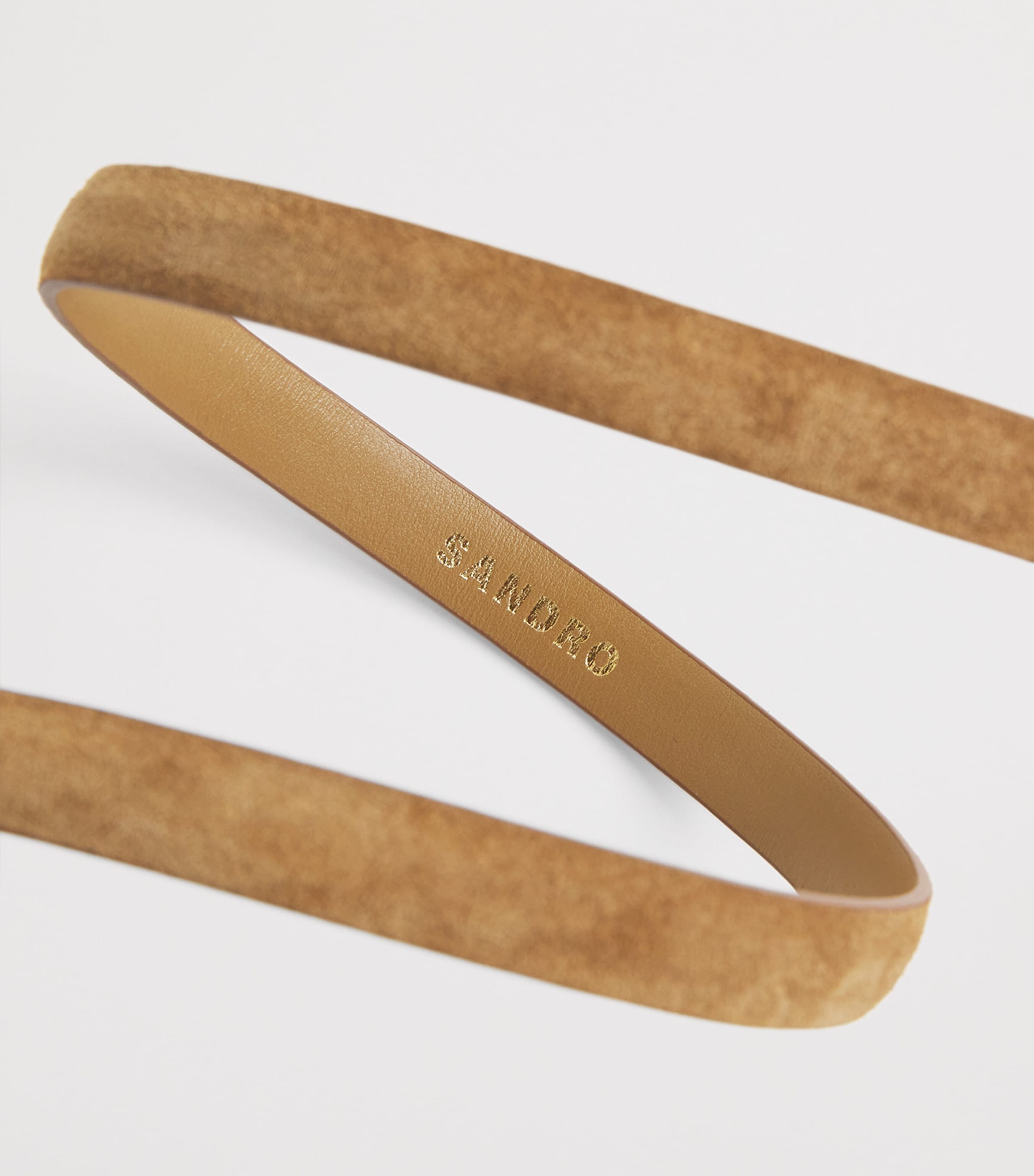 Sandro Paris Suede Buckle Belt Beige Image 5