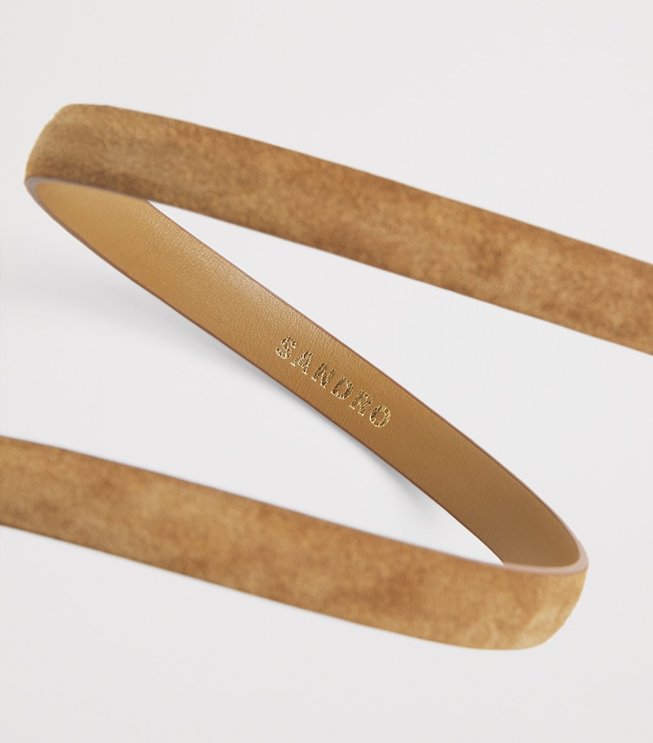 Sandro Paris Suede Buckle Belt Beige Image 5