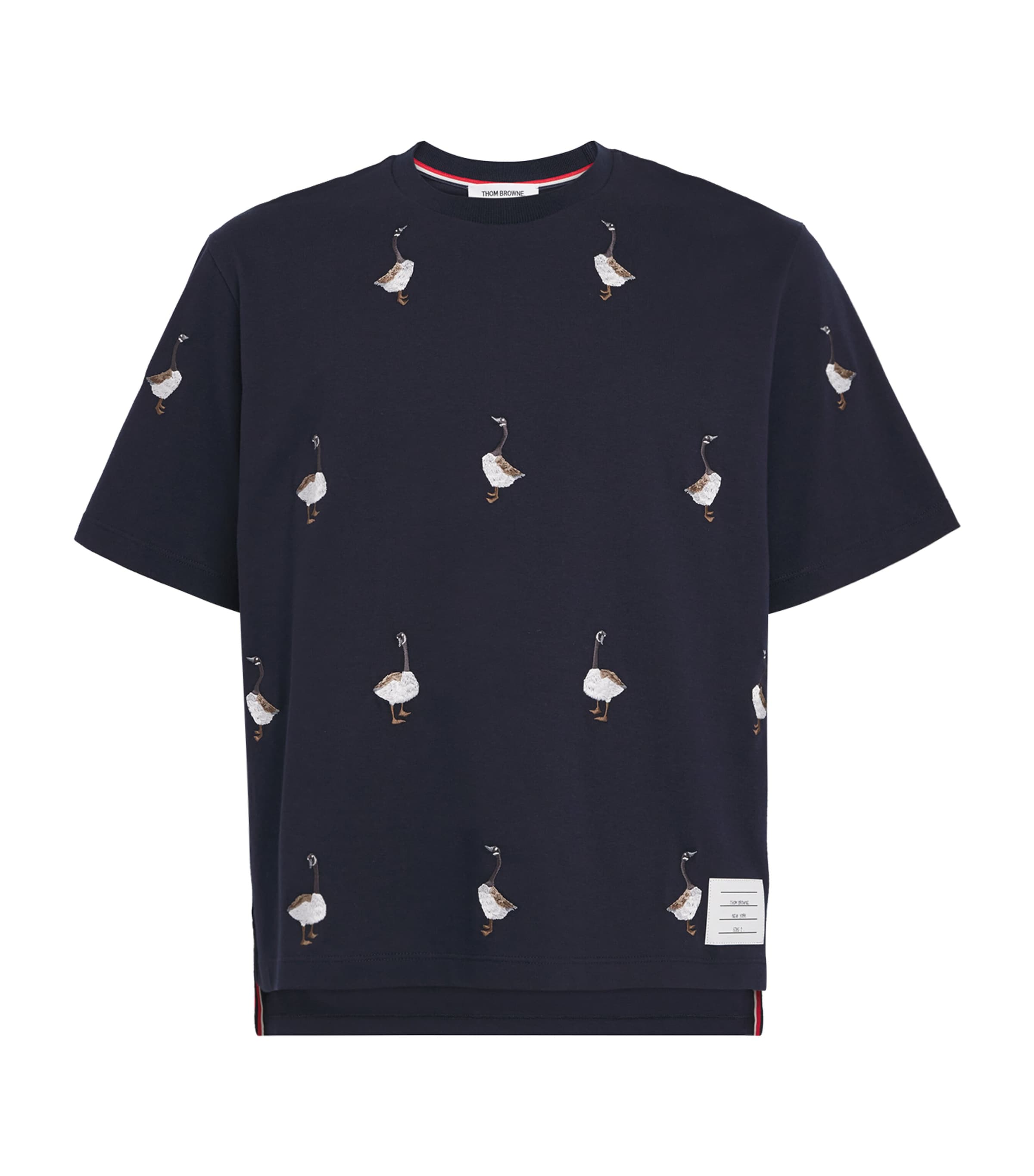 Thom Browne Navy Cotton Embroidered Geese T-Shirt | Harrods US