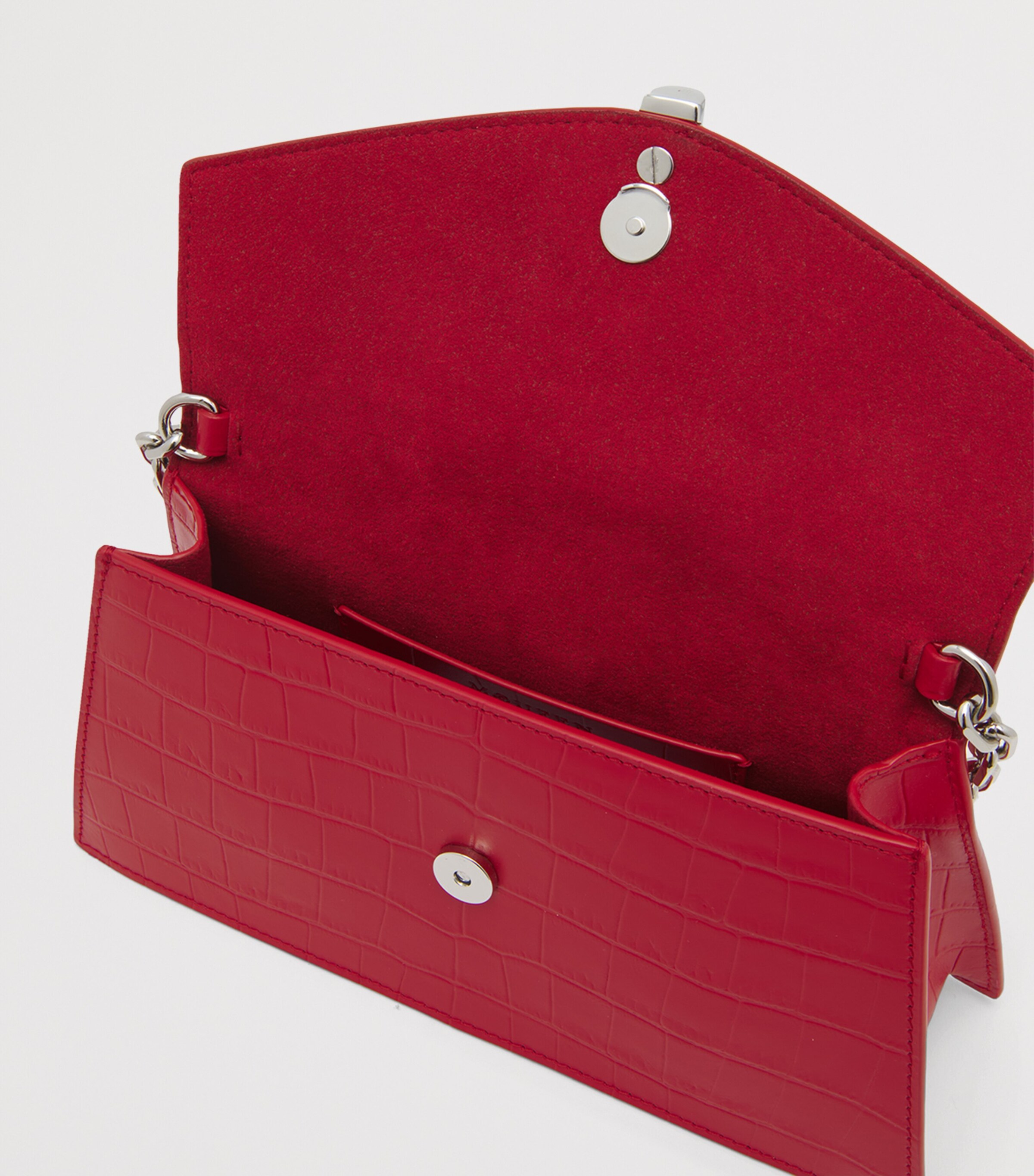 McQueen Mini Croc-Embossed Skull Shoulder Bag Image 6
