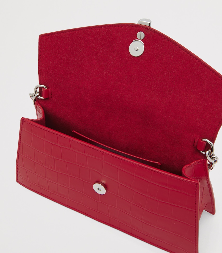 McQueen Mini Croc-Embossed Skull Shoulder Bag Image 6