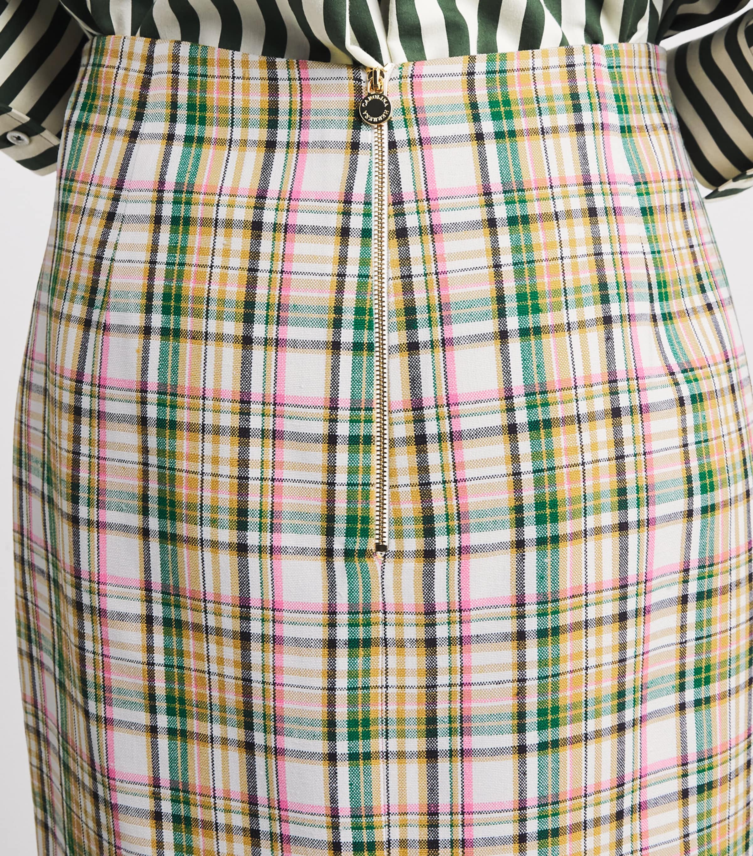 Carolina Herrera Womens Check Midi Skirt Ivory Multi Image 3