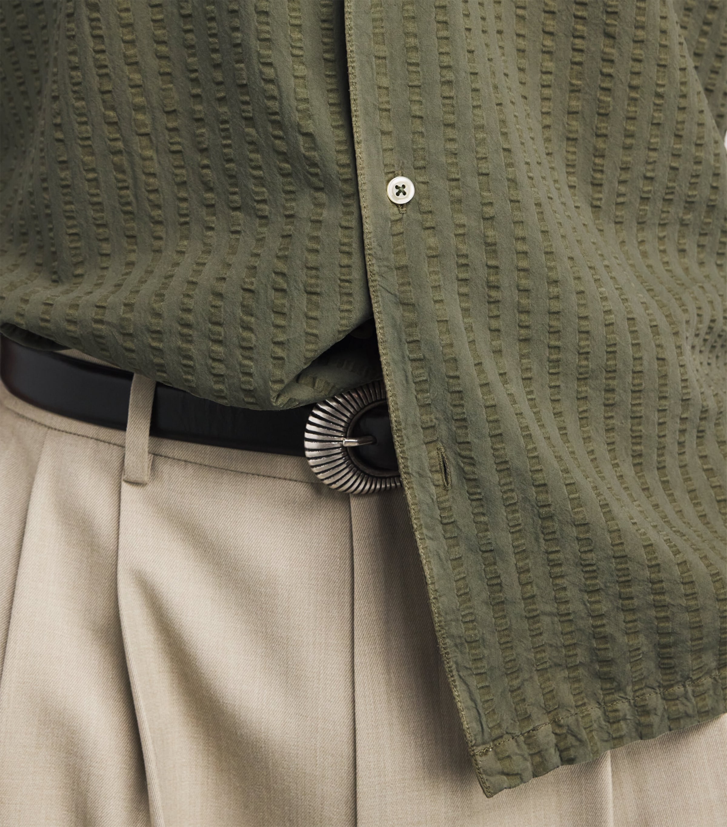 Seersucker Eren Shirt BURNT OLIVE Image 6