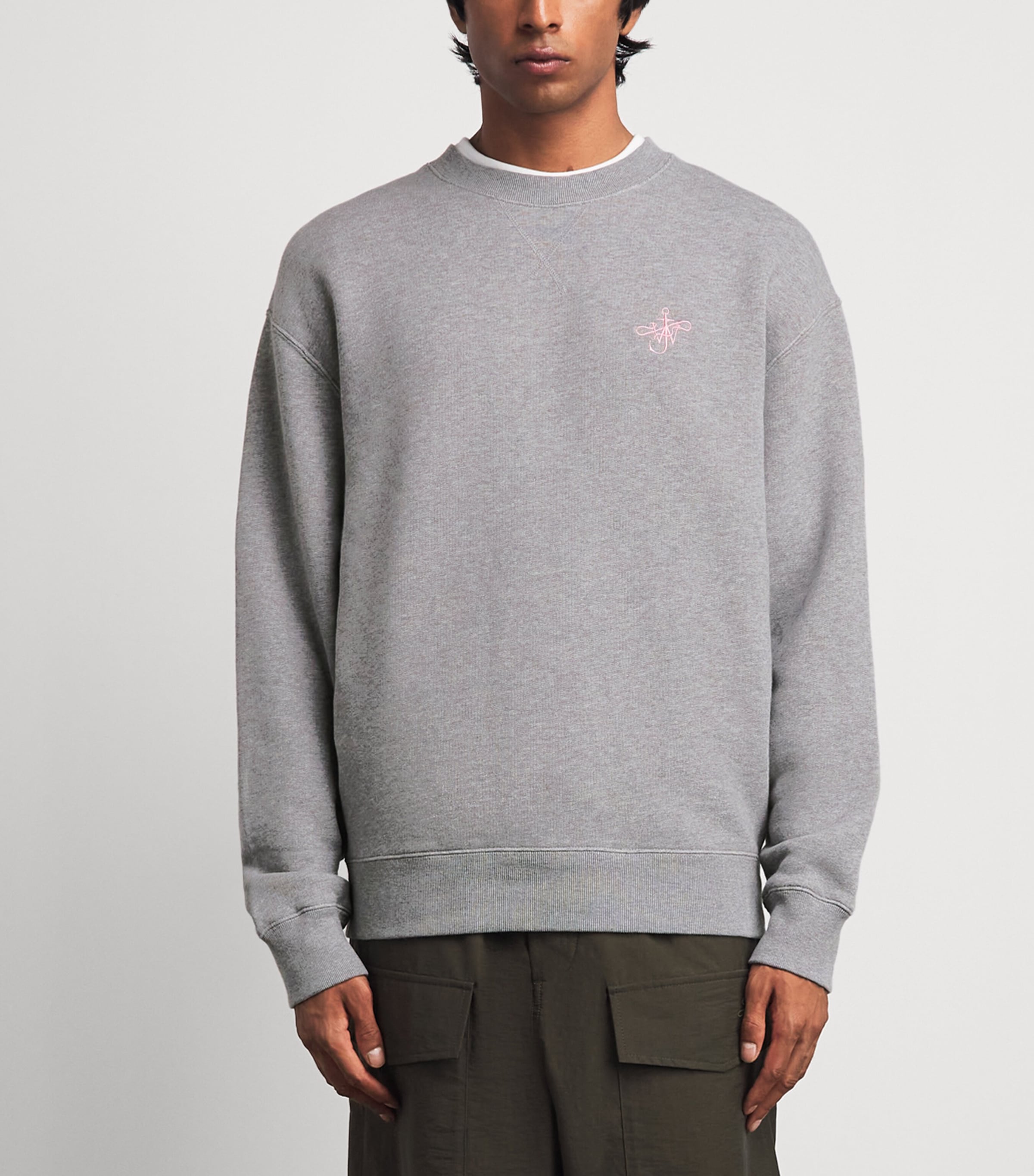 JW Anderson Mens Cotton Ribbon Anchor Sweatshirt Mid Grey Mlang Image 4