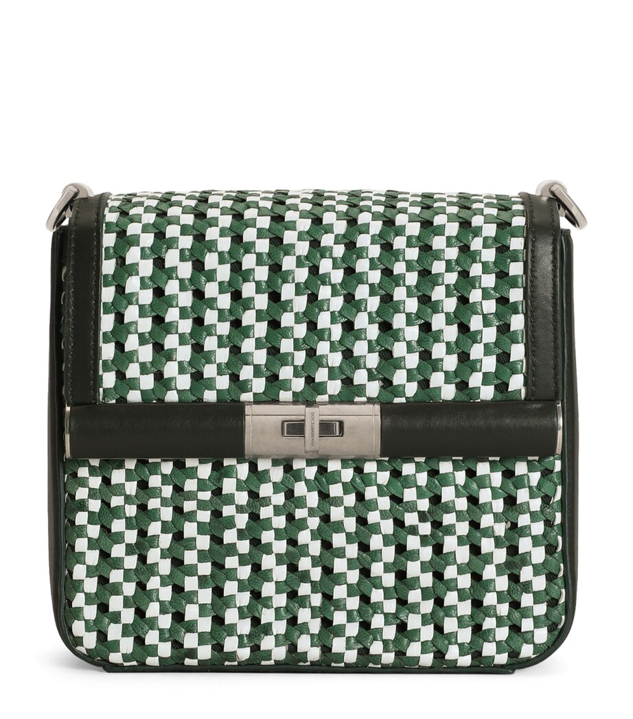 Calfskin Woven Marlene Shoulder Bag 8S667-BIANCO/VERDONE Image 1