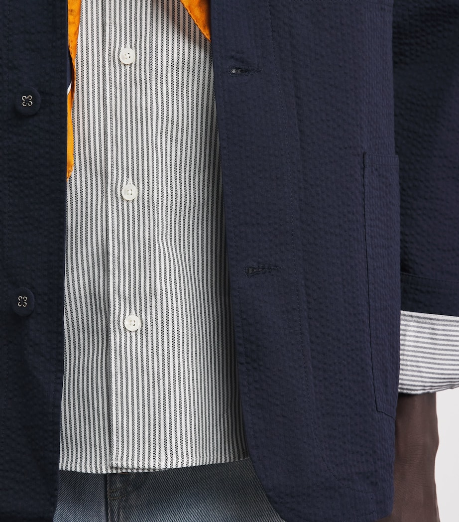 AMI Paris Mens Cotton Logo Button-Down Shirt Noir/blnc Nturel Image 3