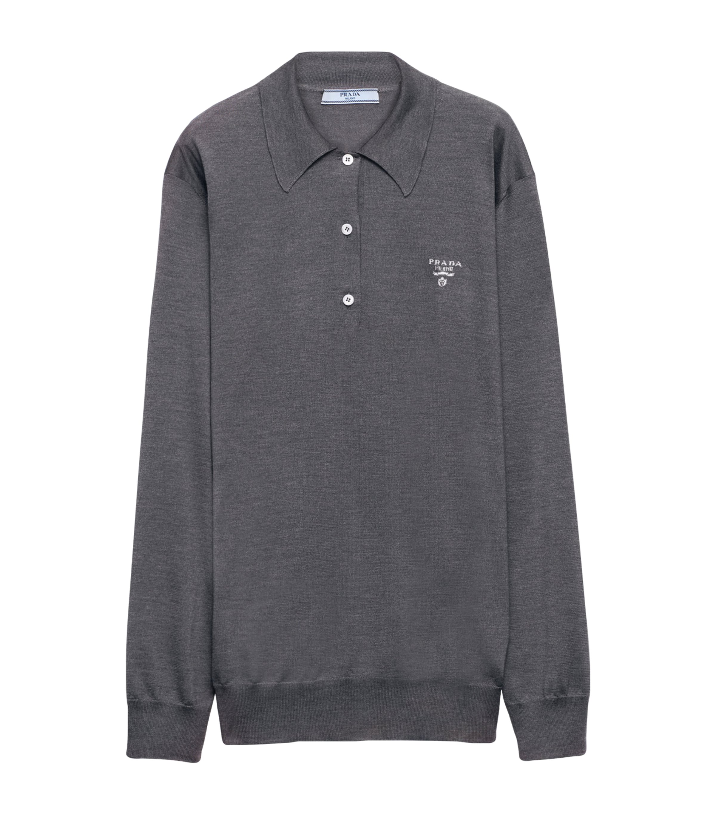 Prada Womens Silk Long-Sleeve Polo Shirt Image 1