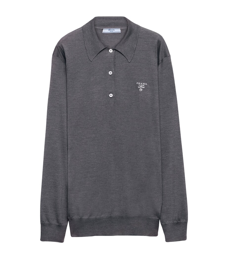 Prada Womens Silk Long-Sleeve Polo Shirt Image 1