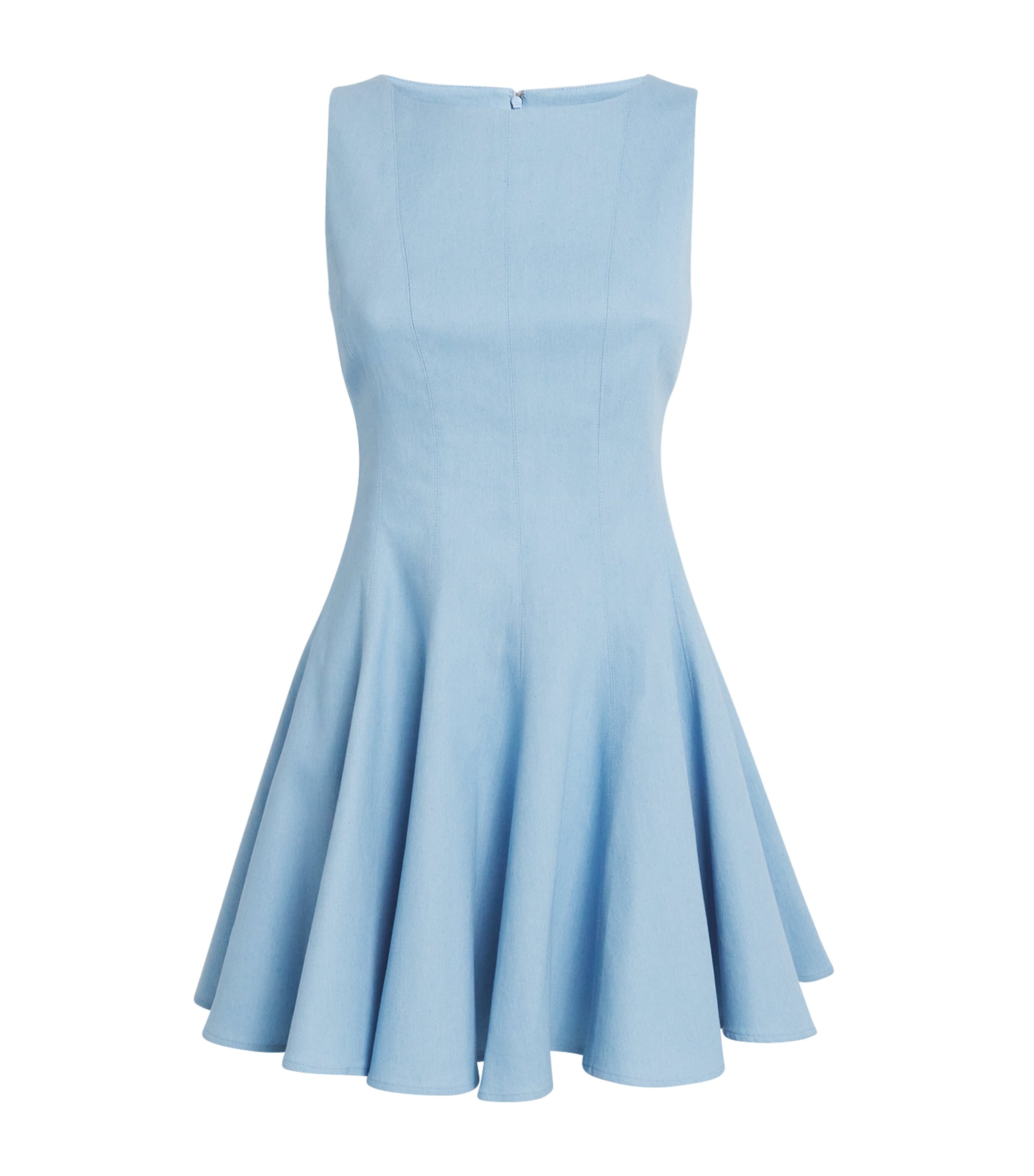 Maje Womens Boat-neck Flared Cotton-blend Mini Dress Bleus In Blue