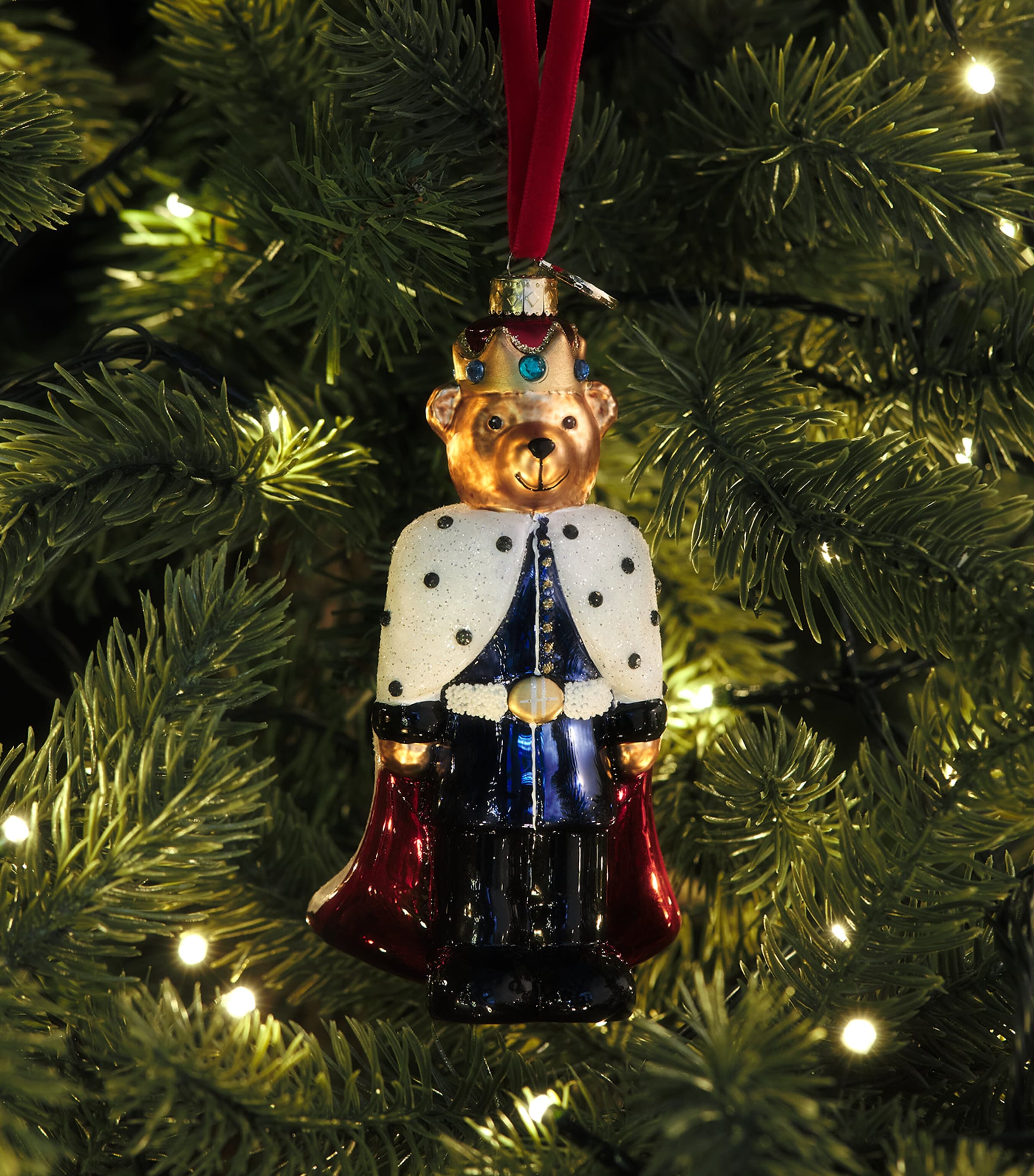 Harrods King Bear Tree Decoration Brown/red Image 3
