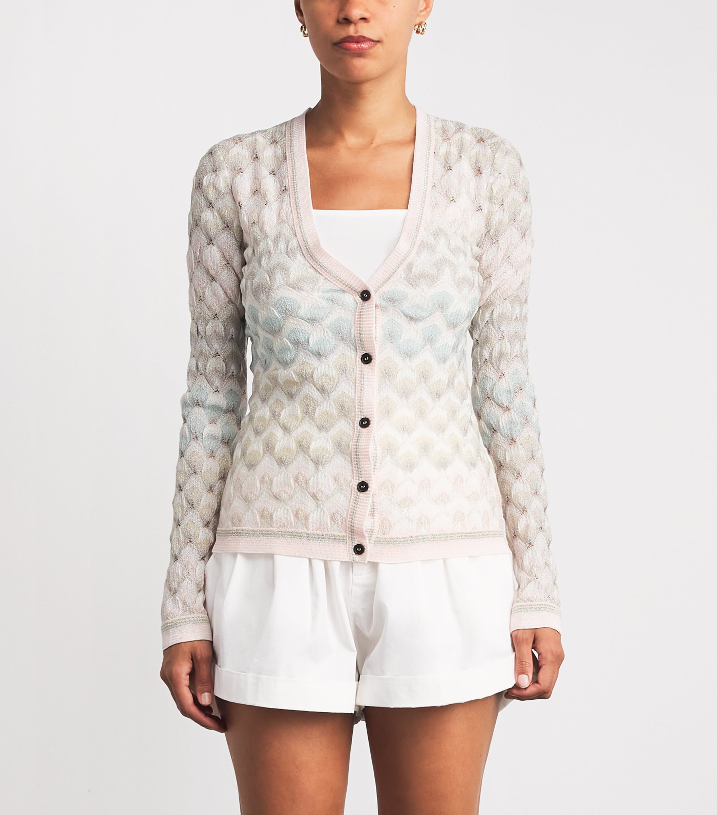 Missoni Womens Lamé Lace Motif Cardigan Smsqb Multi B/p/w/y Image 4