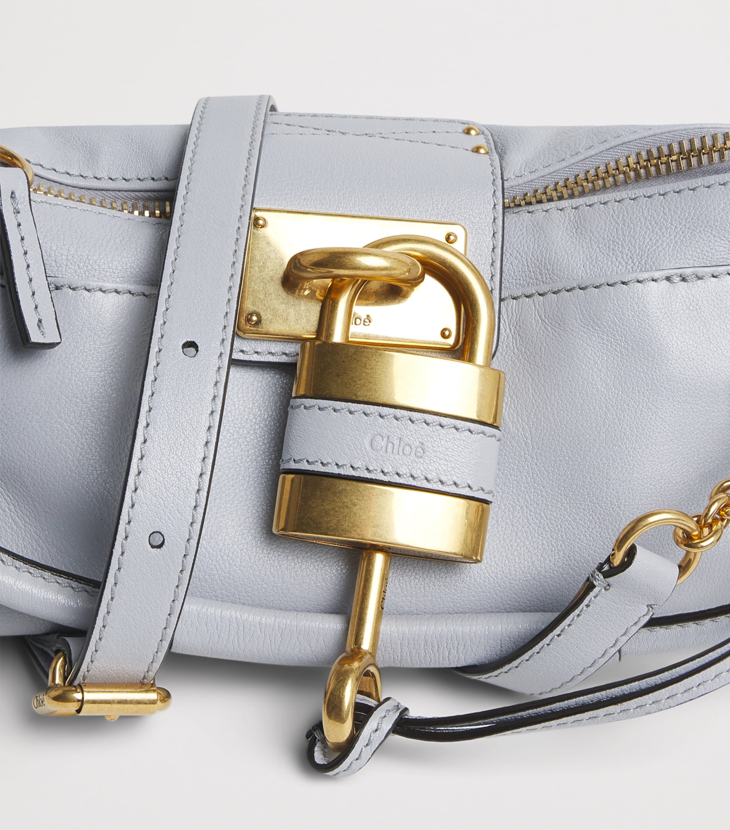 Chloé Small Leather Paddington Top-Handle Bag Greyish Blue Image 3