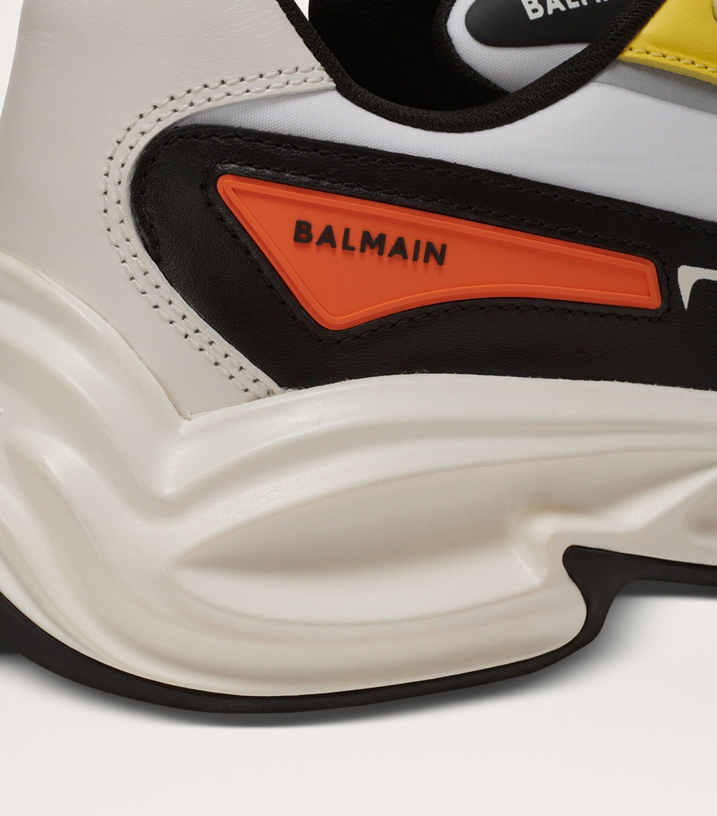 Balmain Leather Run-Row Sneakers Jaune/orange Image 10