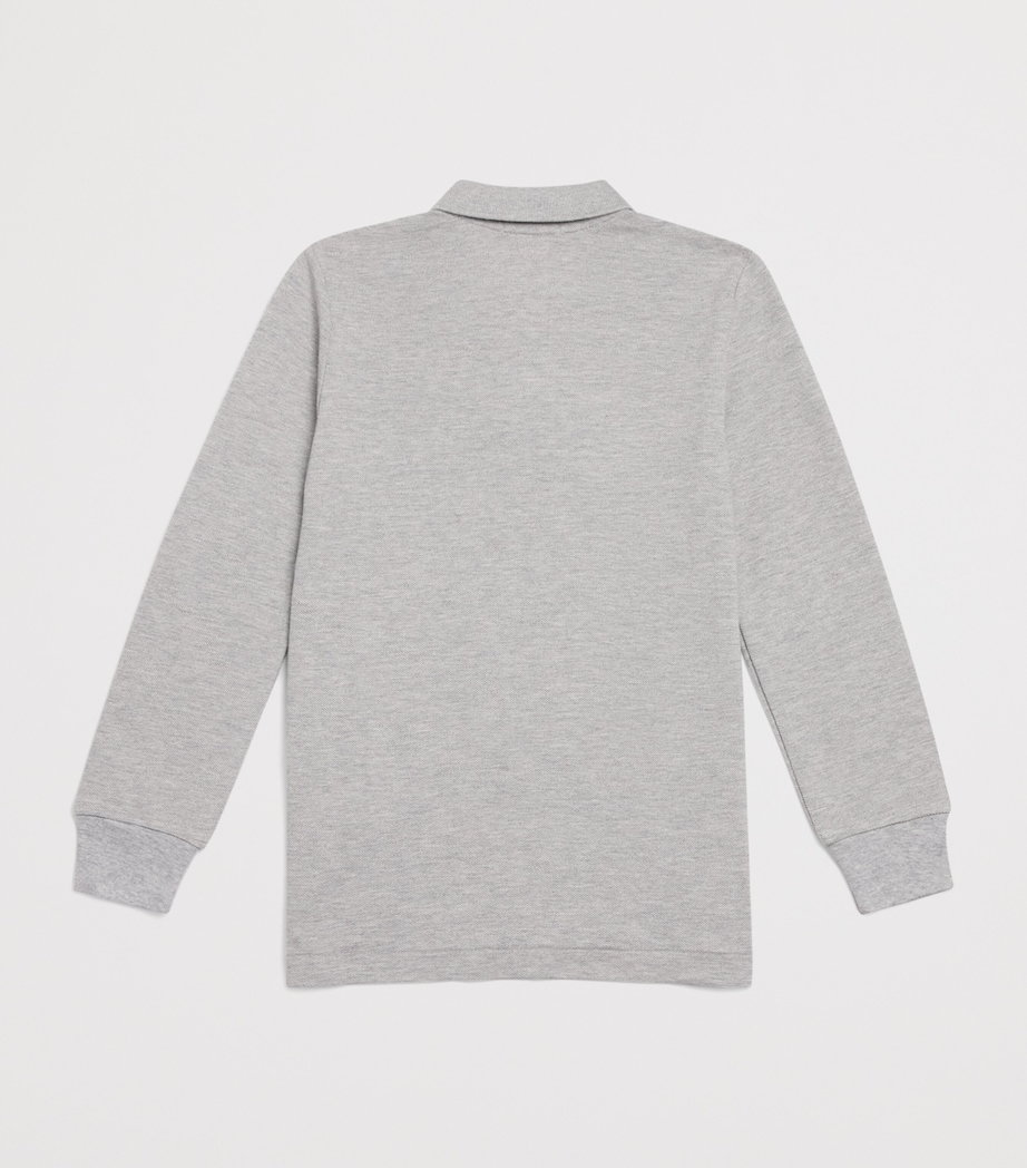 Cotton Long-Sleeve Polo Shirt (2-7 Years) GREY HTR Image 2